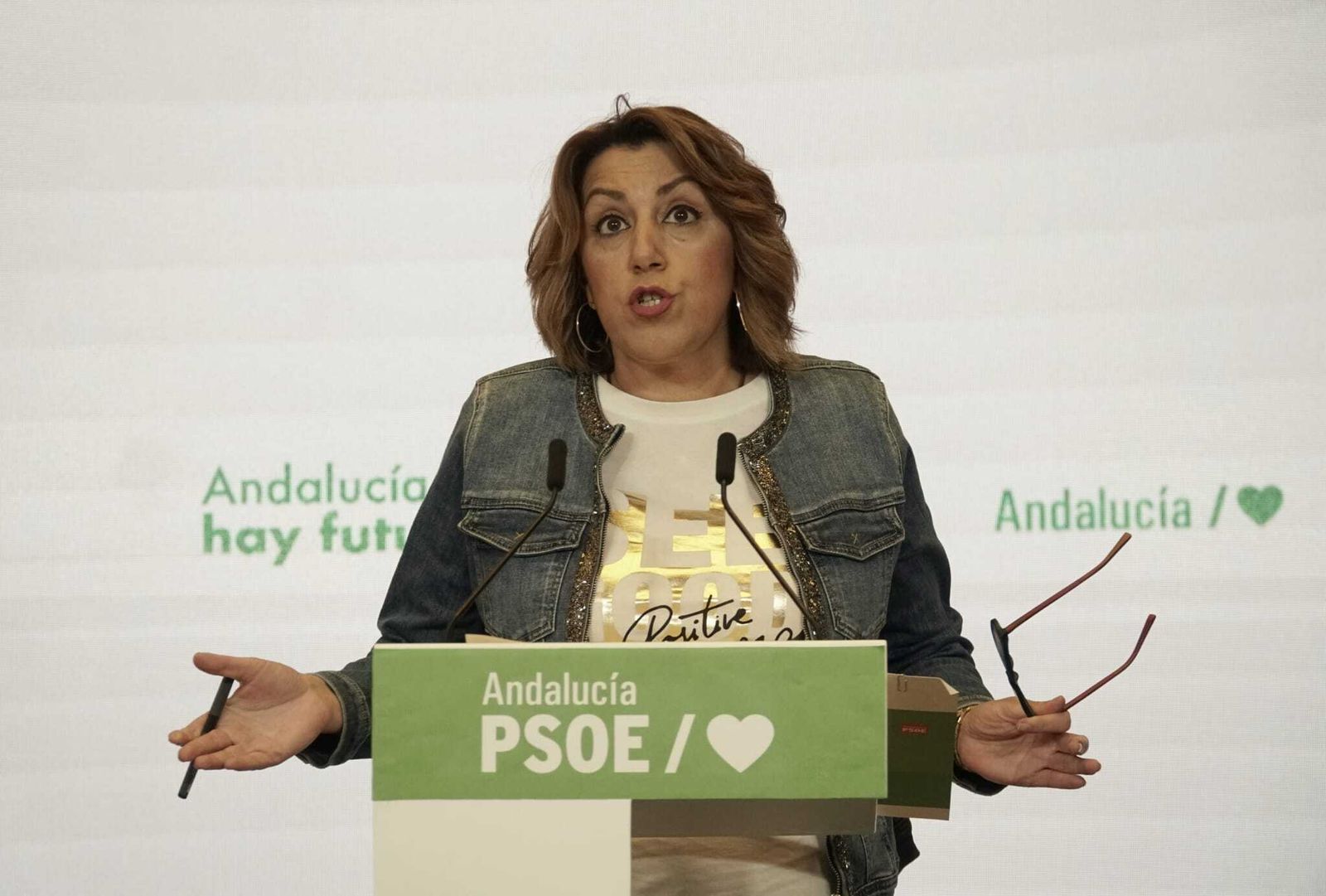Susana Díaz, en la sede del PSOE andaluz.