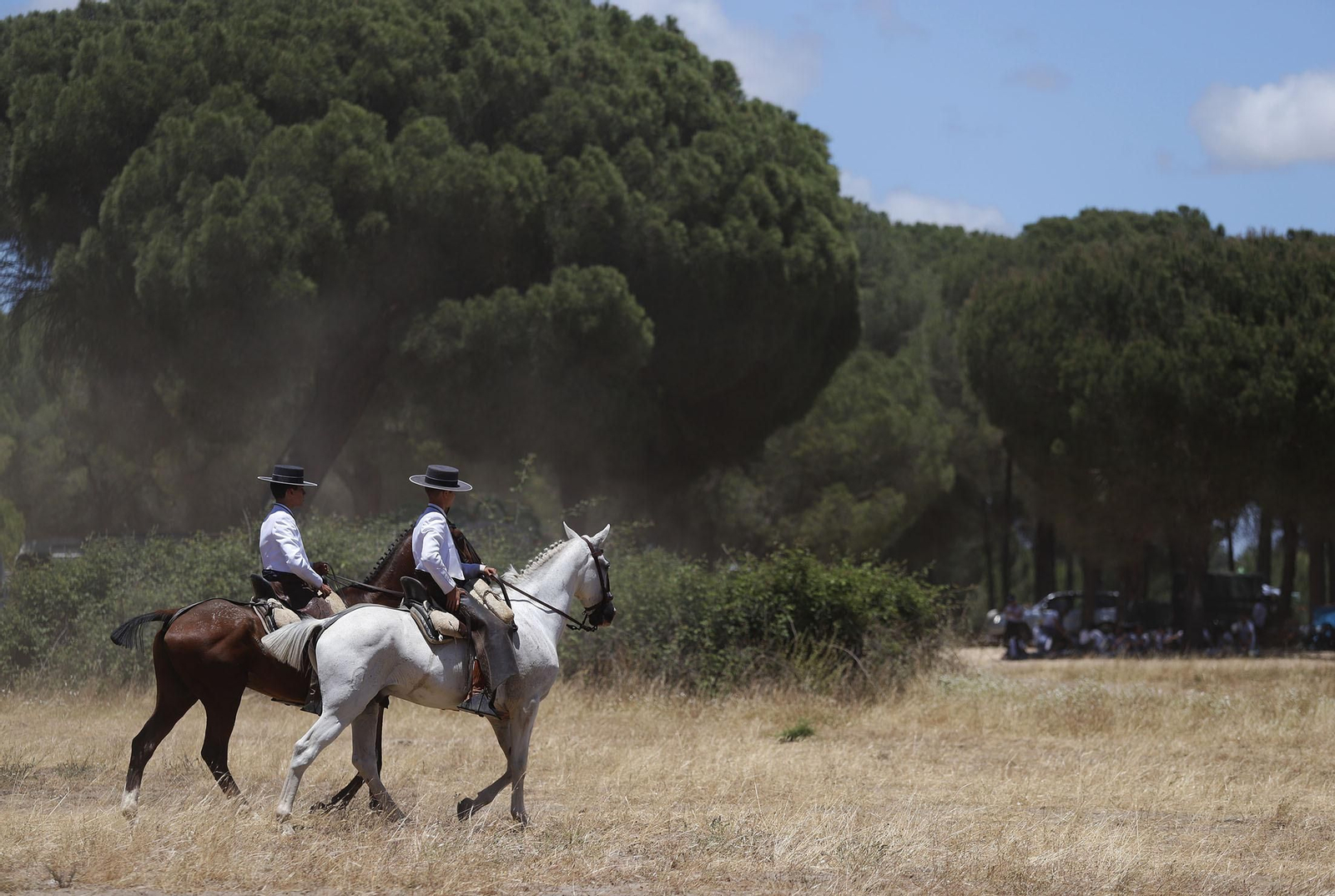 El camino de la Hermandad de Huelva por las arenas hacia El Rocío, en imágenes