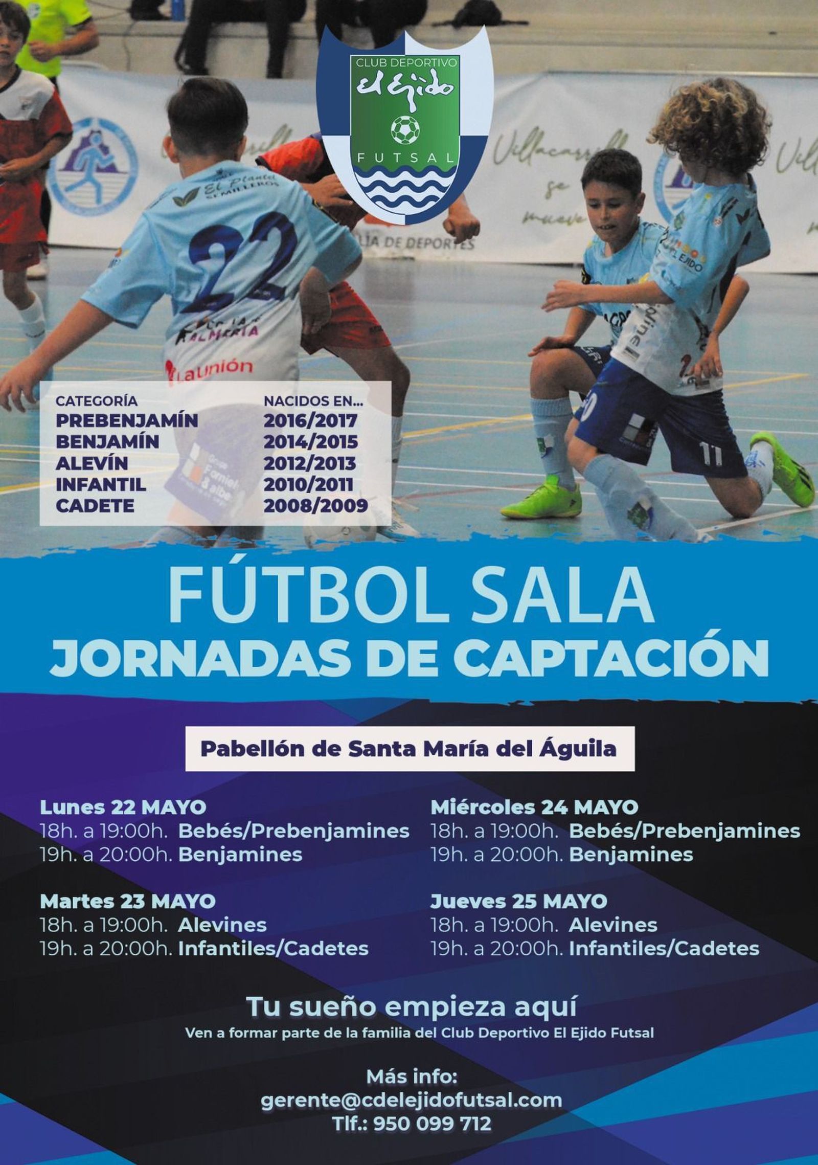Cartel de las jornadas de captación organizadas por El Ejido Futsal.