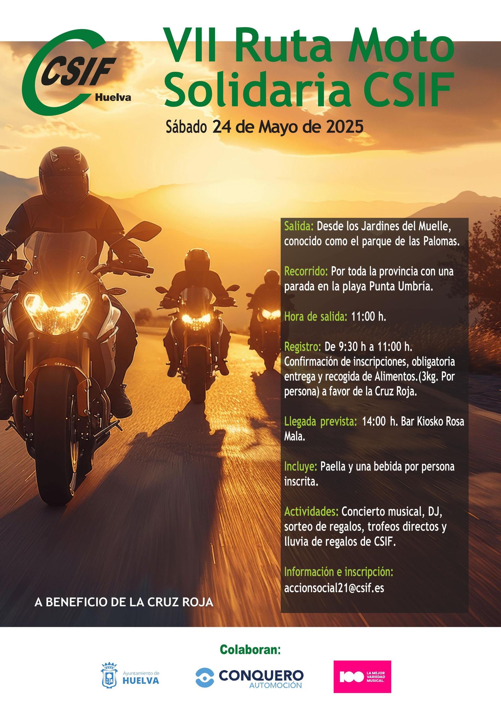 Cartel informativo de la Ruta Solidaria en Motocicleta.