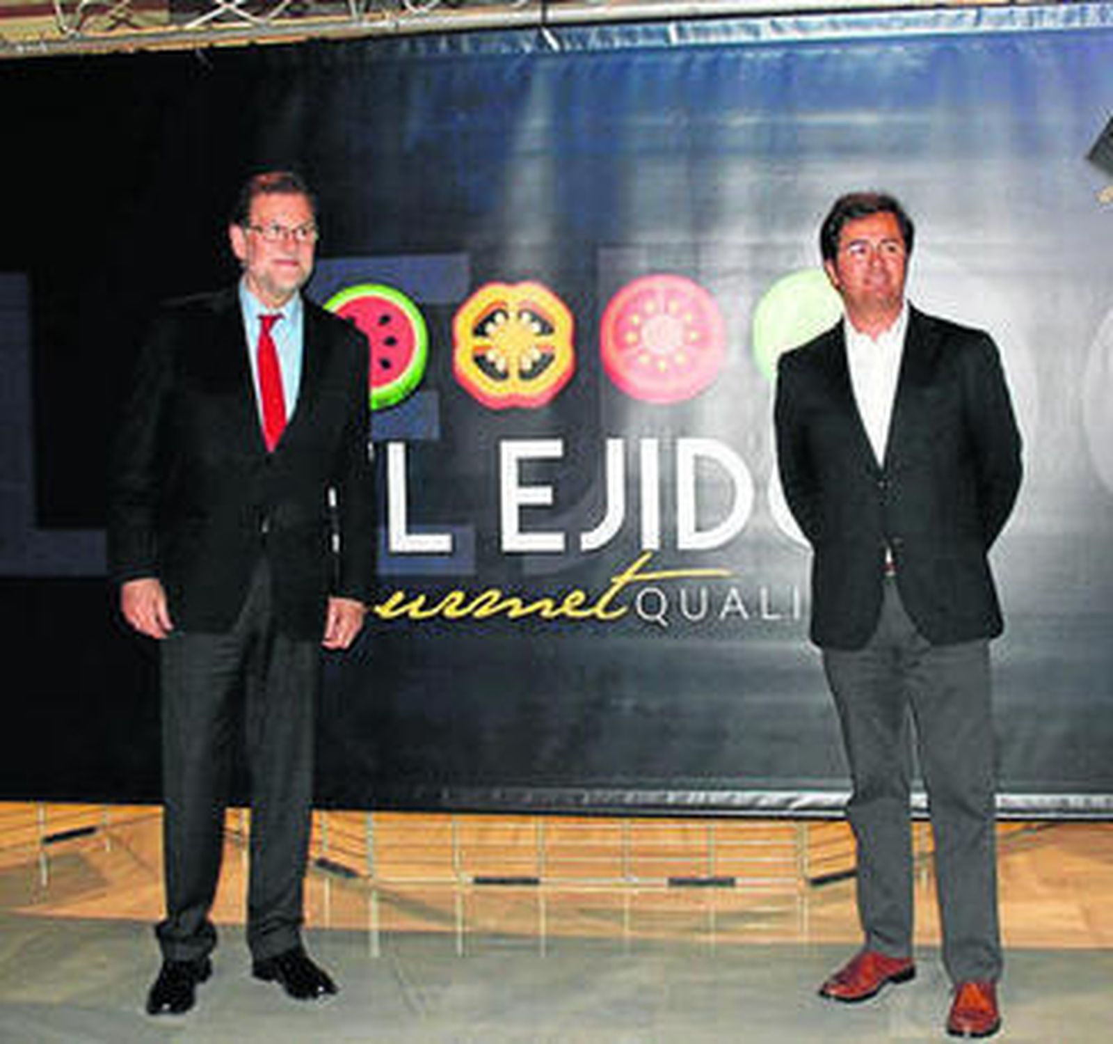 Mariano Rajoy y Francisco Góngora posaron junto a 'Gourmet Quality'.
