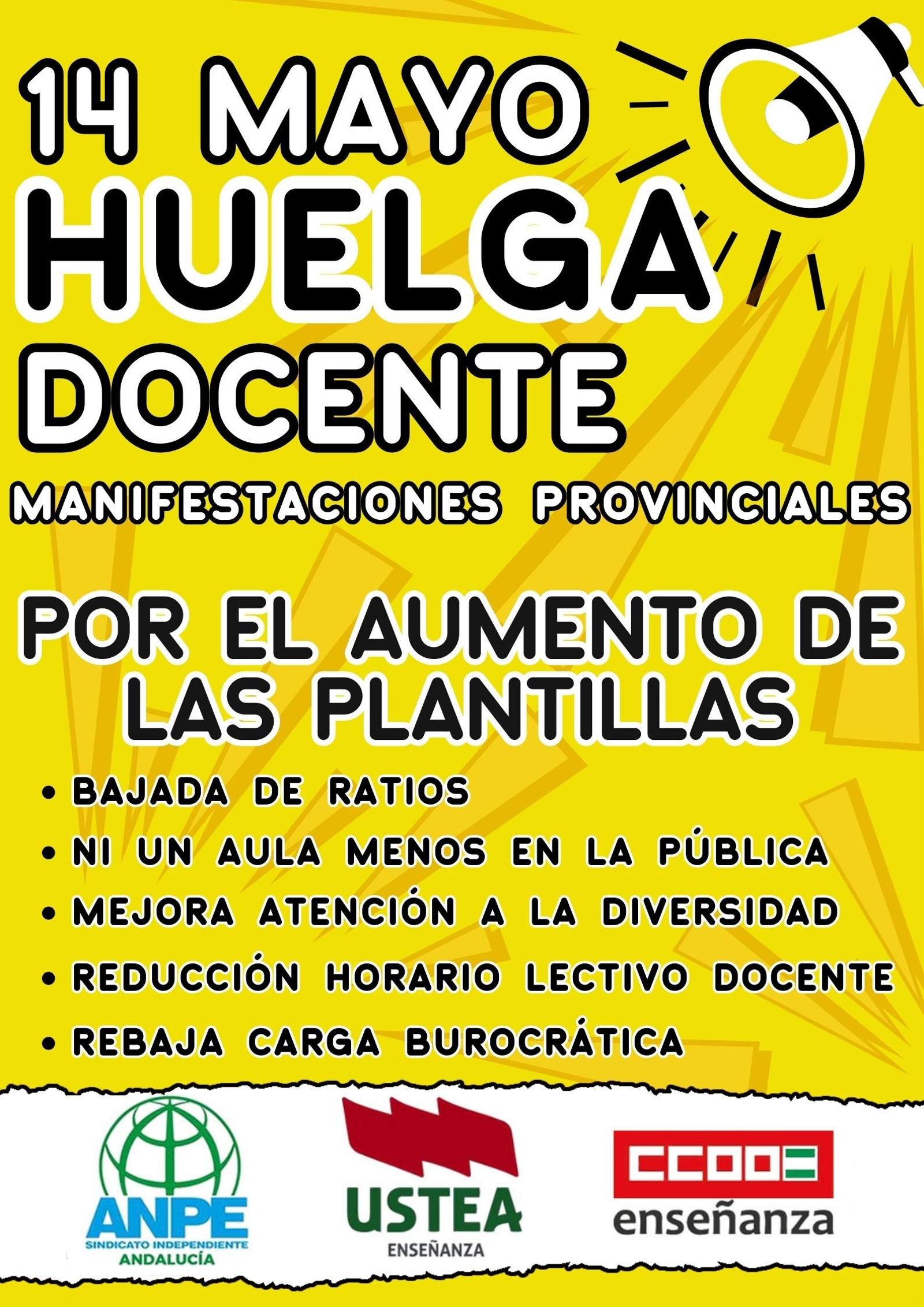 Huelga en la Enseñanza Pública el 14 de mayo para bajar las ratios