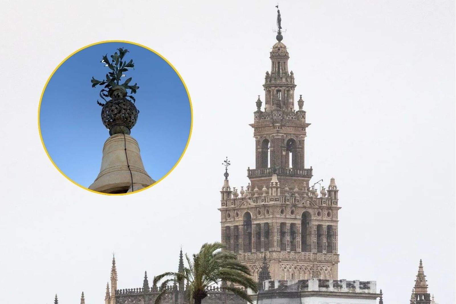 Cae una de las azucenas de la Giralda a la Plaza Virgen de los Reyes
