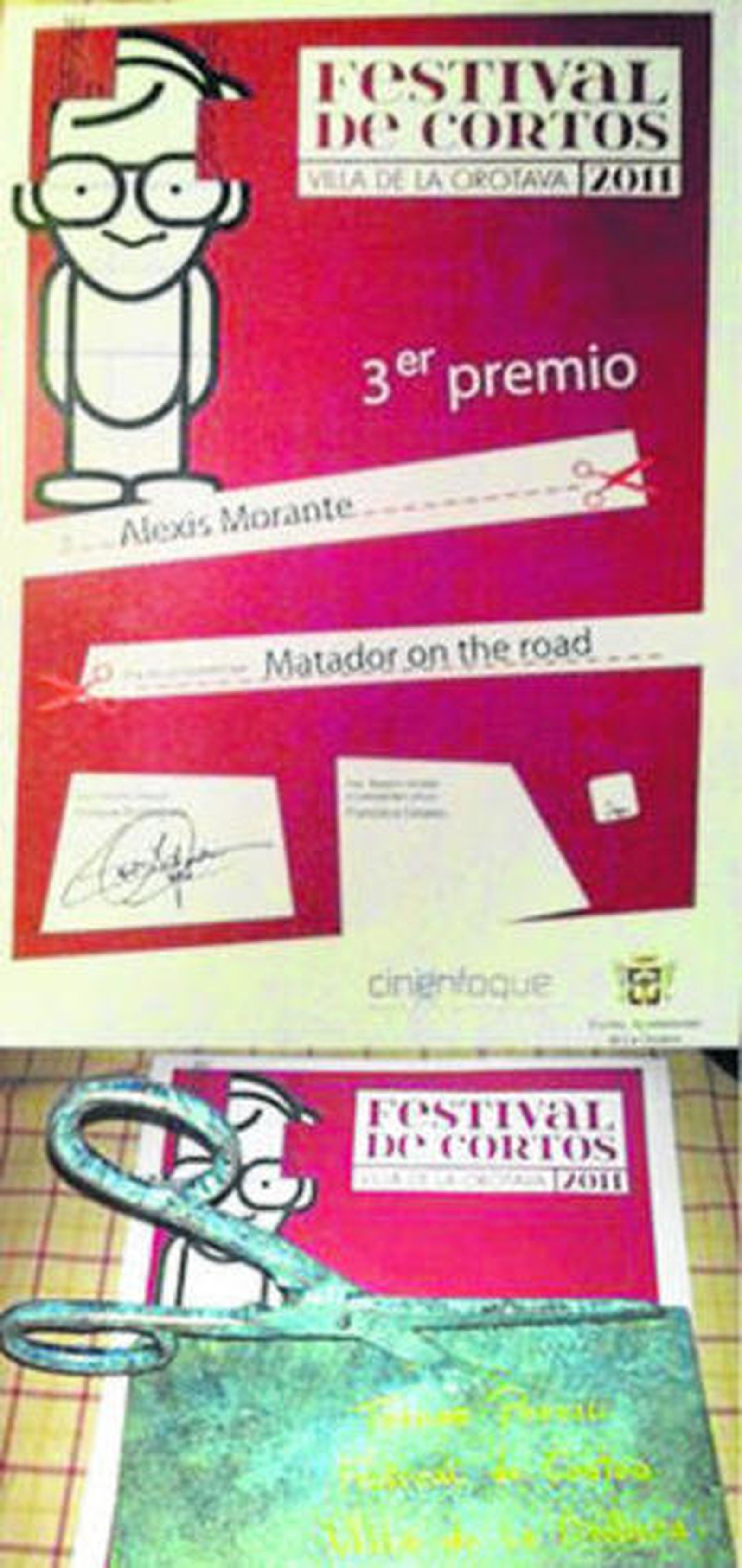 Imagen del premio recibido por 'Matador on the road'.