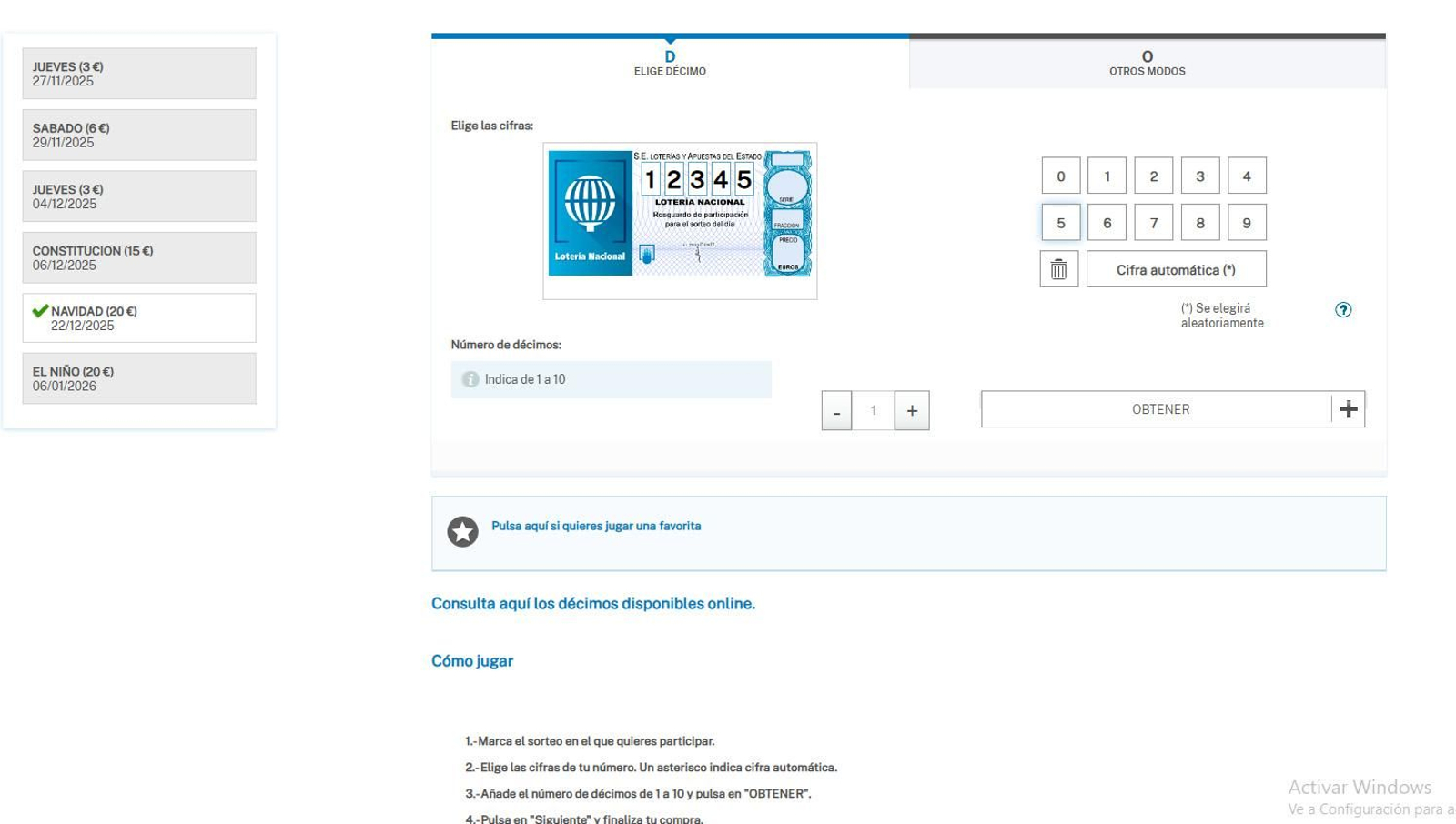 Página oficial de la Lotería de Navidad