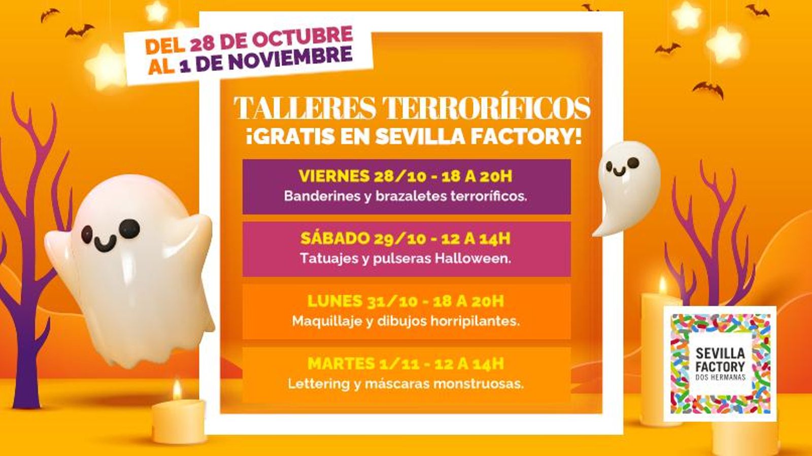 Los talleres "terroríficos" para celebrar Halloween en Factory Dos Hermanas.