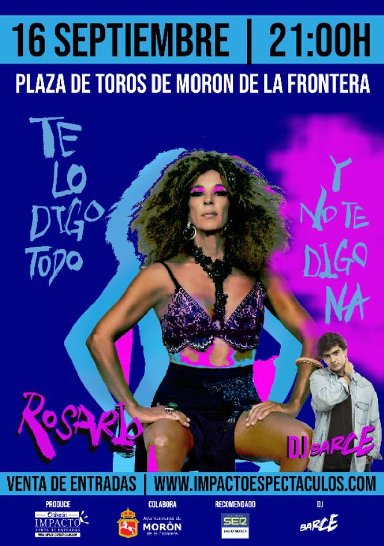 El cartel que anuncia el concierto de Rosario Flores en la Feria de Morón.