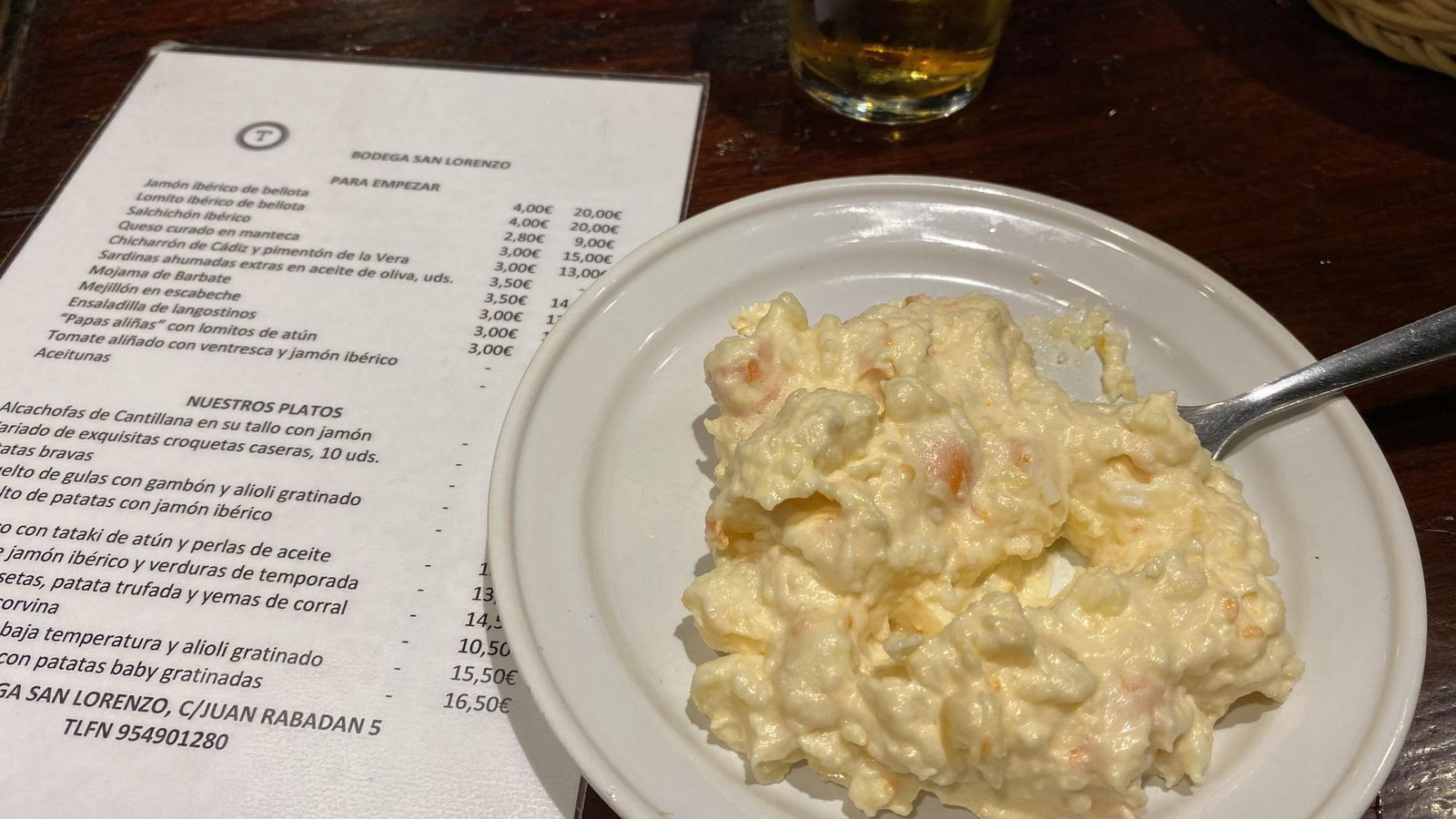 La tapa de ensaladilla en la Bodeguita San Lorenzo