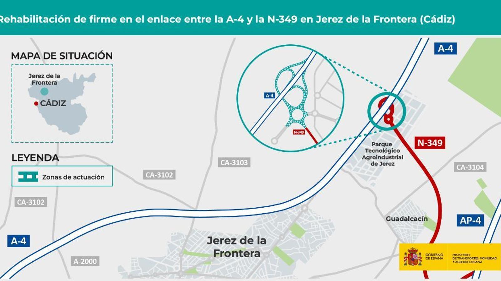 Zona del arreglo del enlace de la A-4 y la N-349