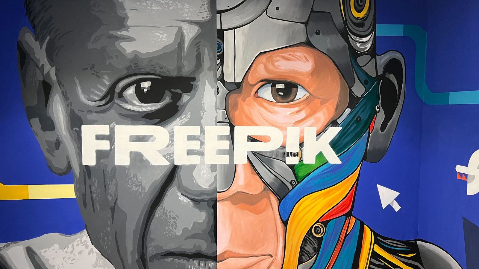 Una de las paredes de la sede de Freepik en el centro de Málaga