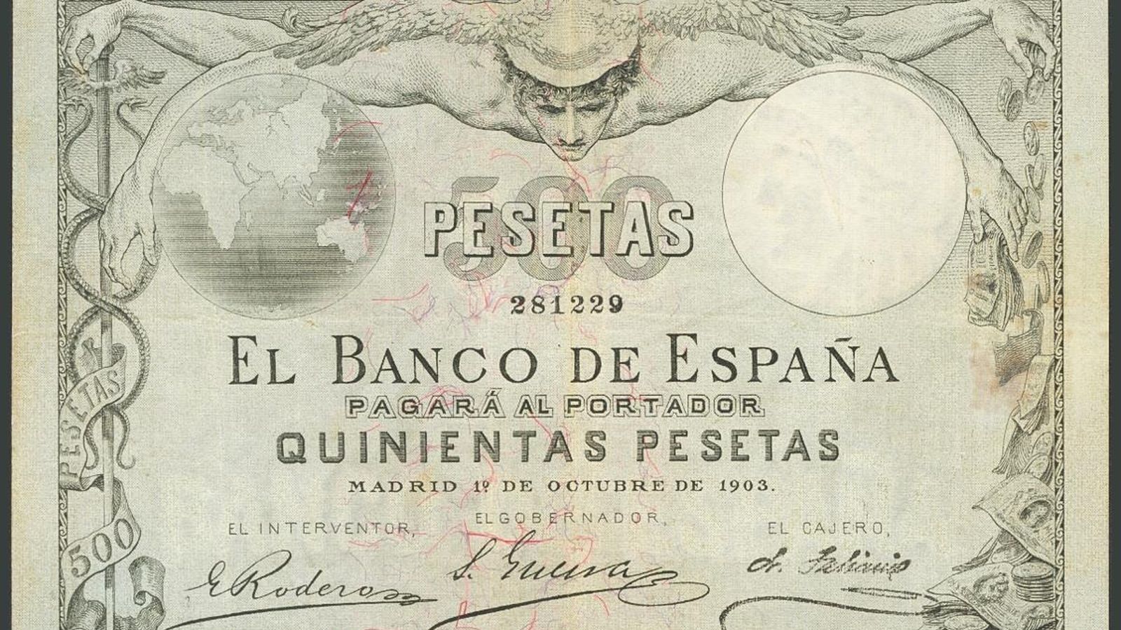 Billete de 500 pesetas de 1903.