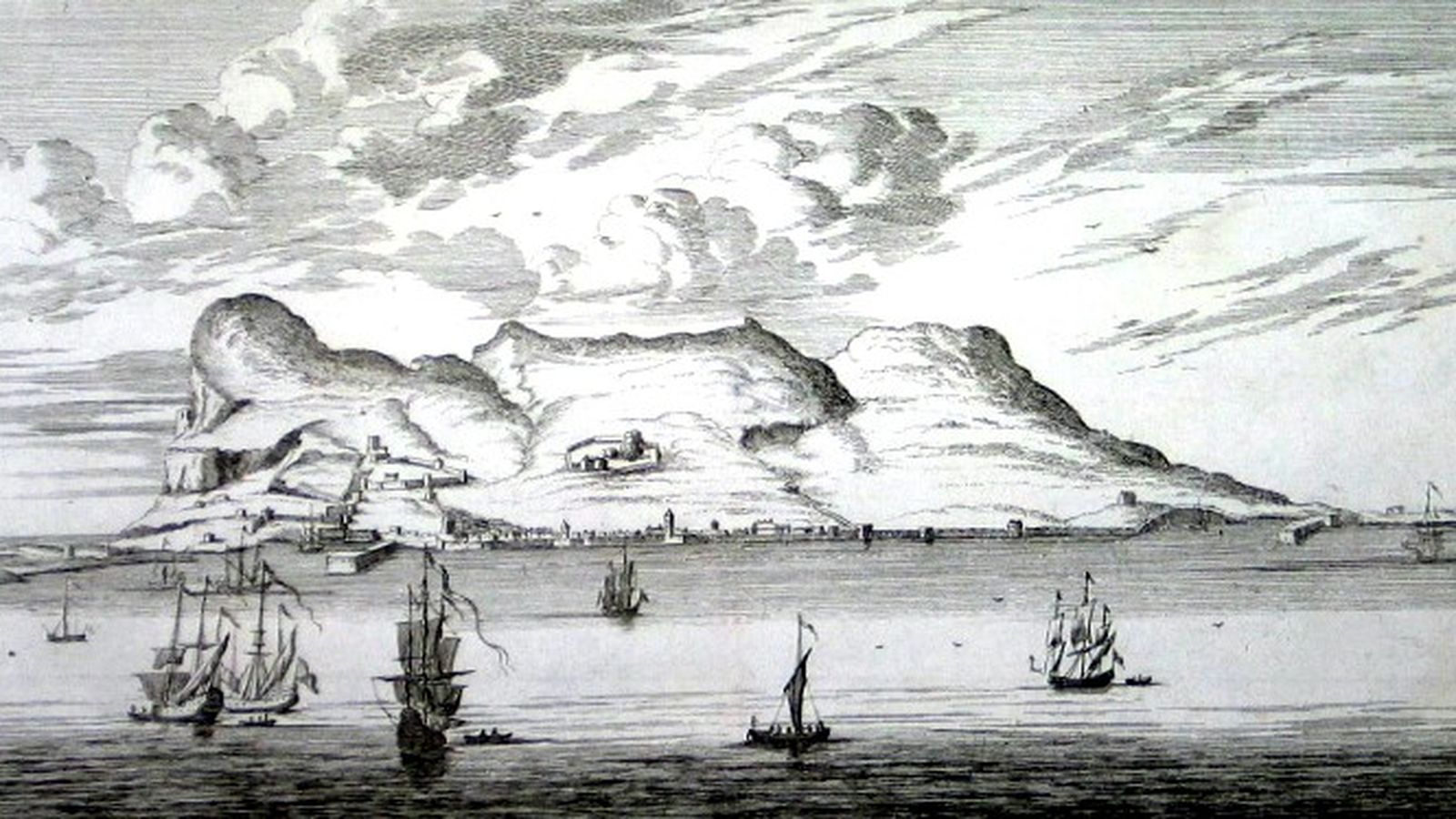 Grabado de época de Gibraltar.