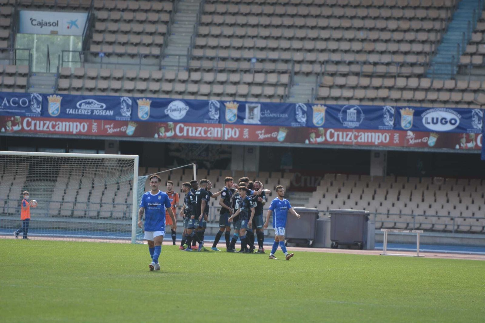 El Recreativo celebra uno de los goles anotados el domingo ante el Xerez CD.