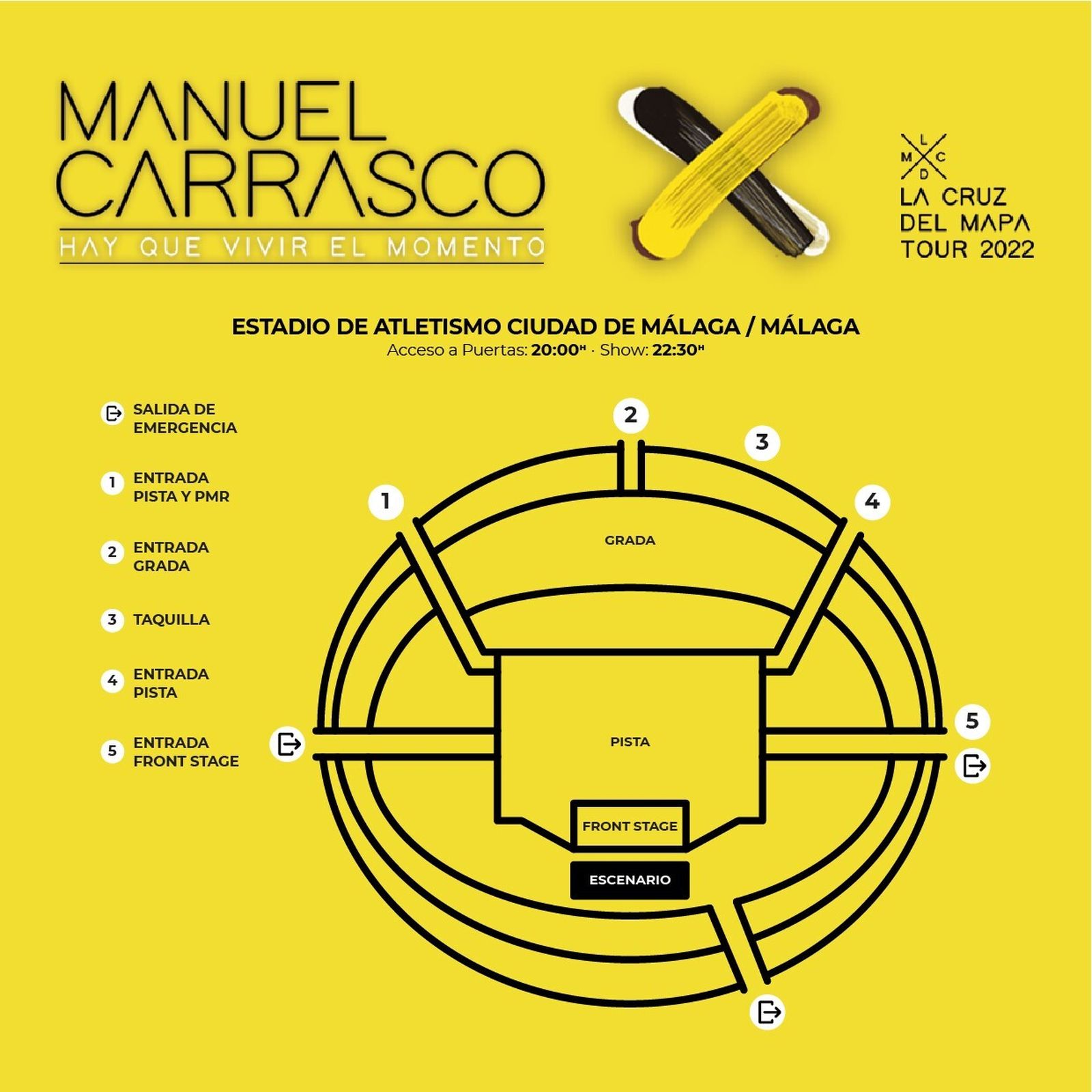 Plano de entradas para el concierto de este sábado.