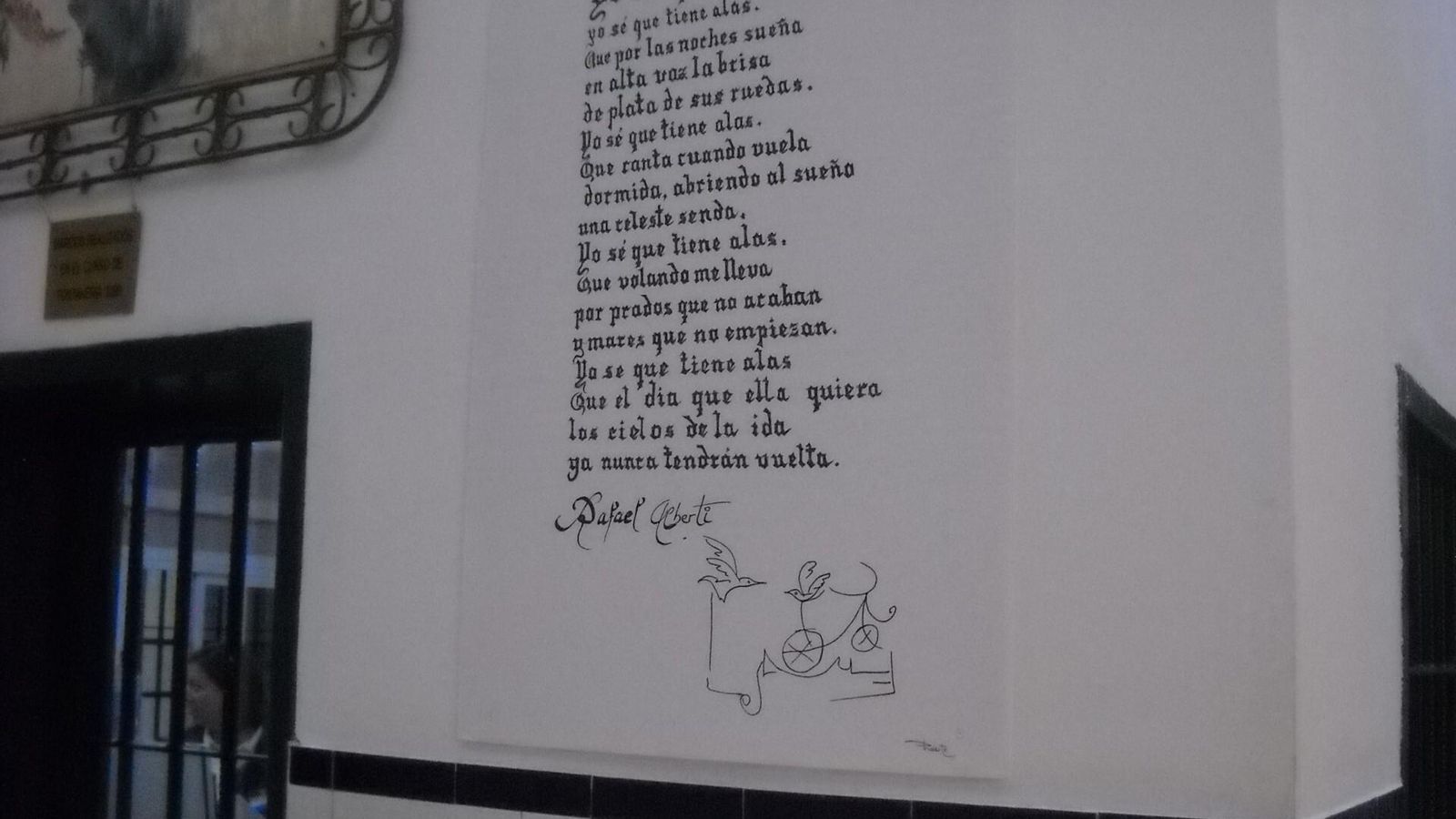 Una de las poesías expuestas, de Rafael Alberti.