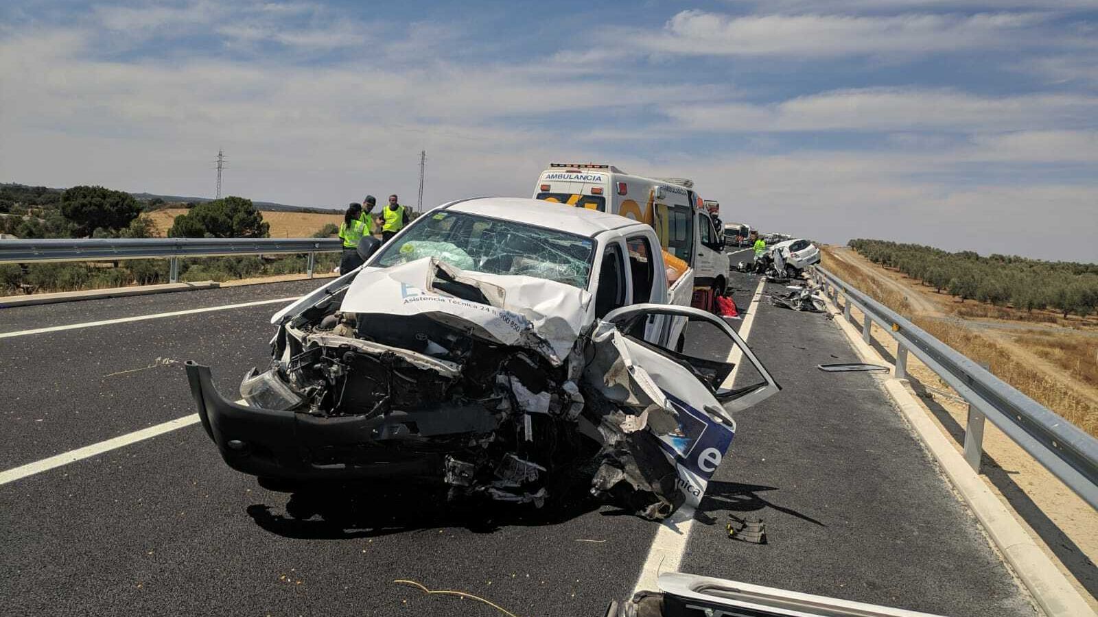 Los vehículos implicados en el siniestro vial de este mediodía en la N-435.