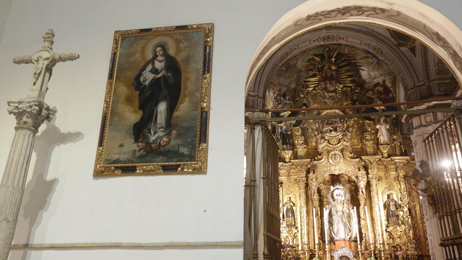 El cuadro en su actual ubicación en la parroquia de San Vicente.