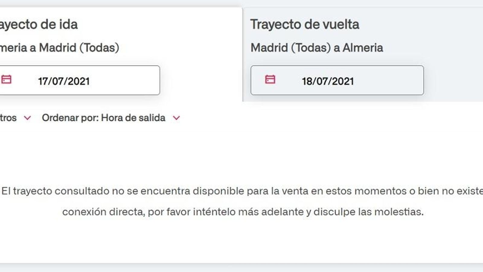 La venta de billetes para la línea con Madrid se cerró durante unos días en previsión de la finalización de las obras
