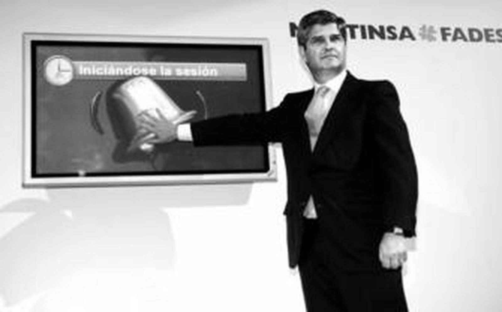 El presidente de Martinsa-Fadesa, Fernando Martín, en la Bolsa de Madrid en diciembre de 2007.