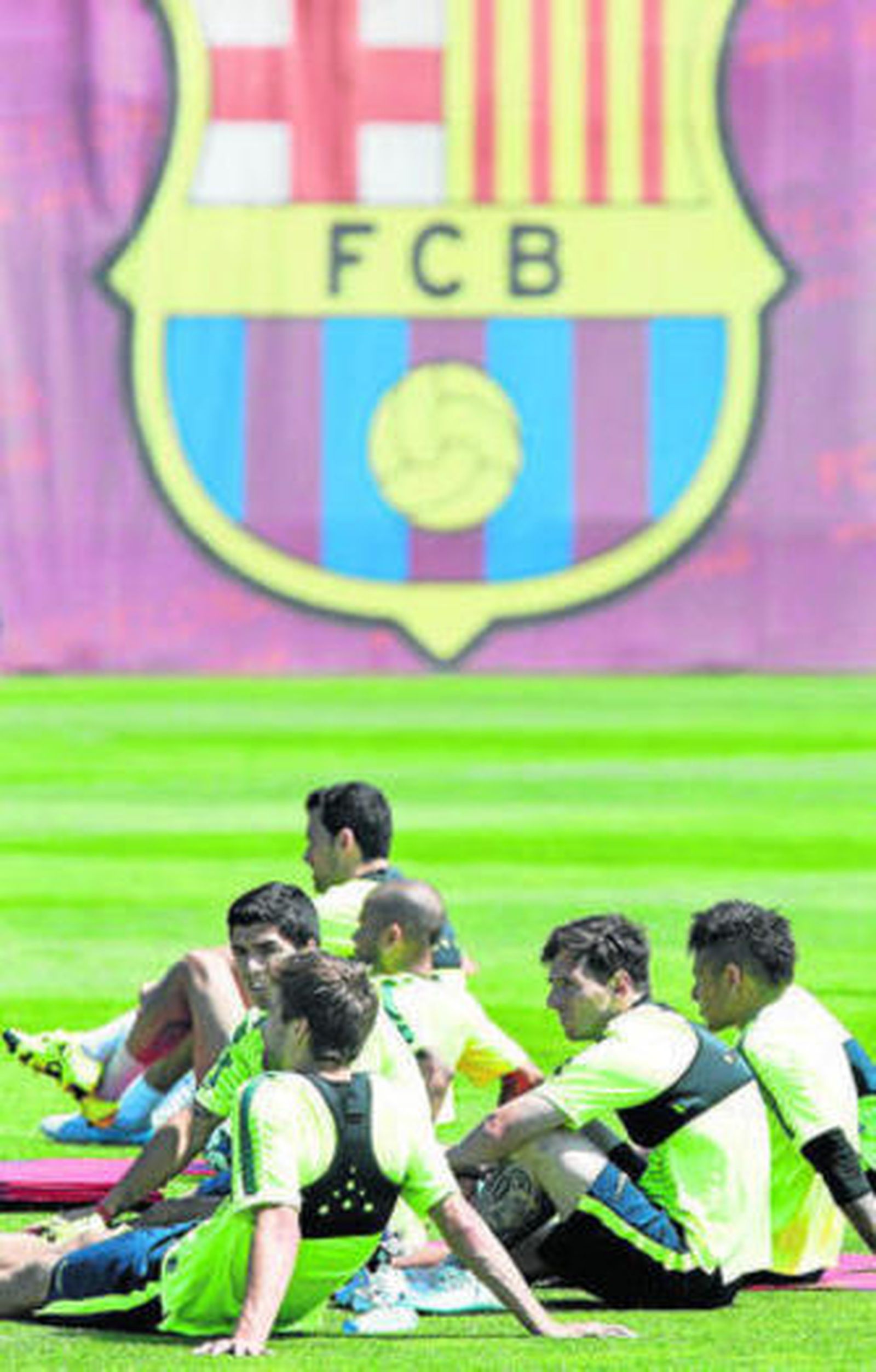 Piqué, Luis Suárez, Busquets, Mascherano, Messi y Neymar, ayer.