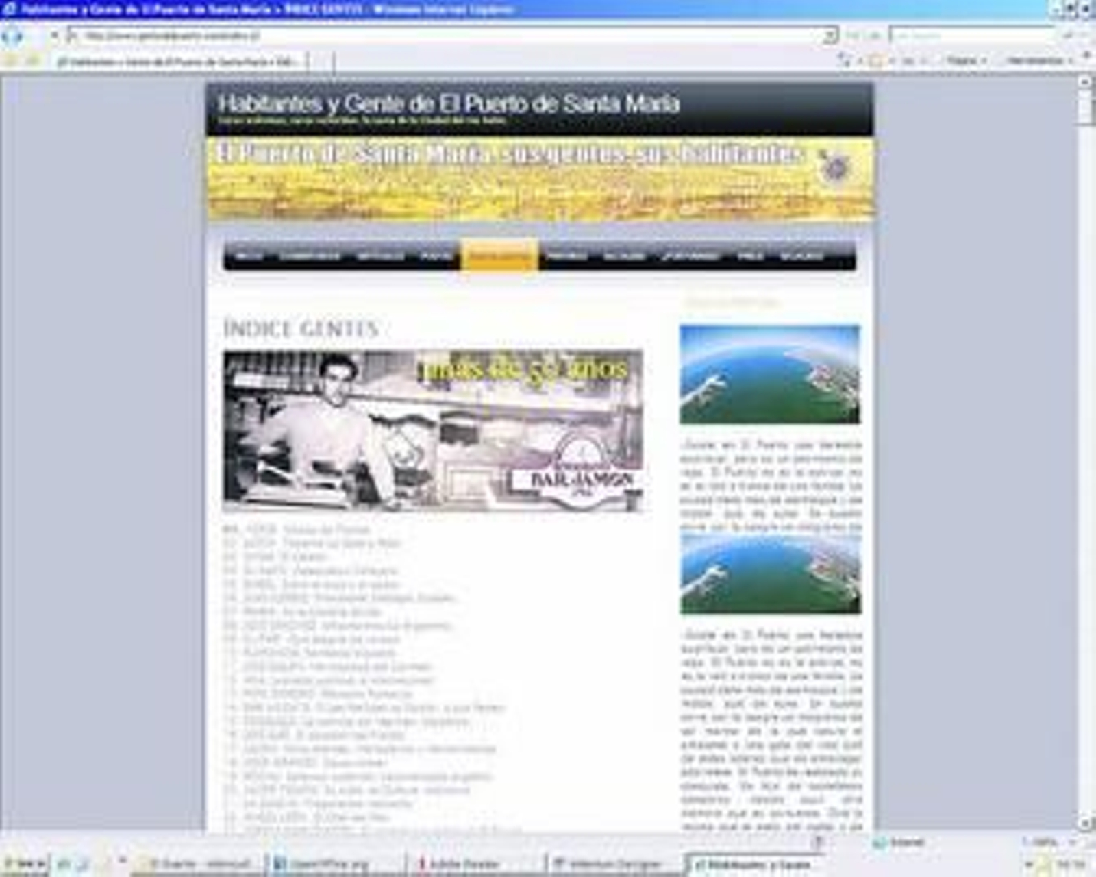 Página de inicio de la web 'gentedelpuerto.com'.