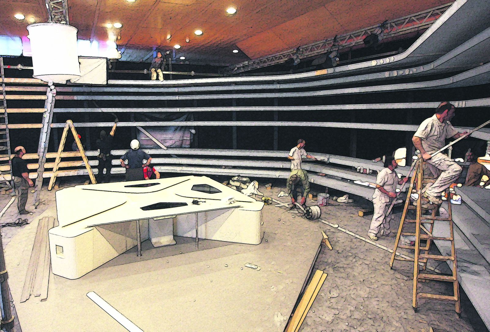 La preparación de un plató para un debate electoral