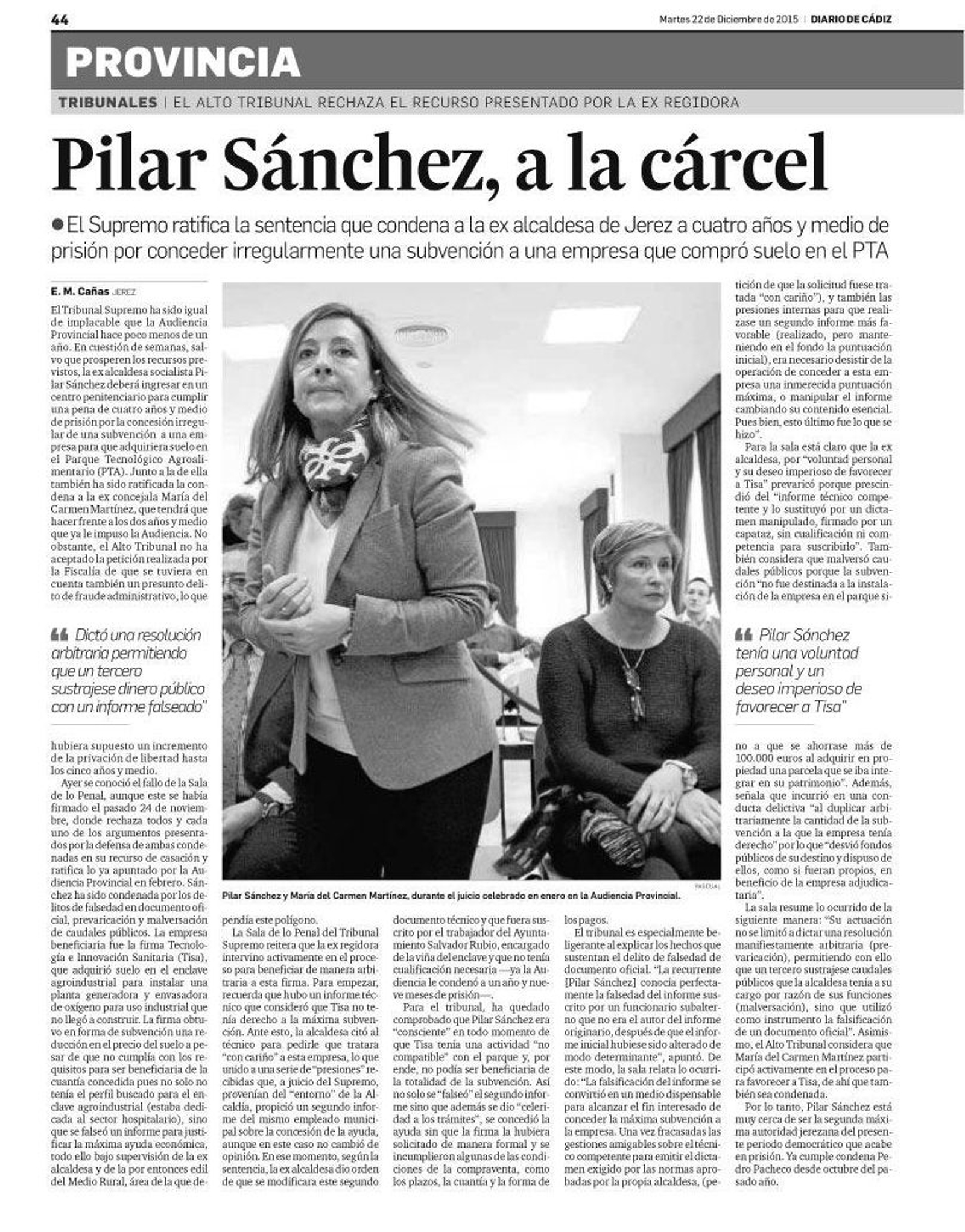 Página de Diario de Cádiz del 22 de diciembre de 2015