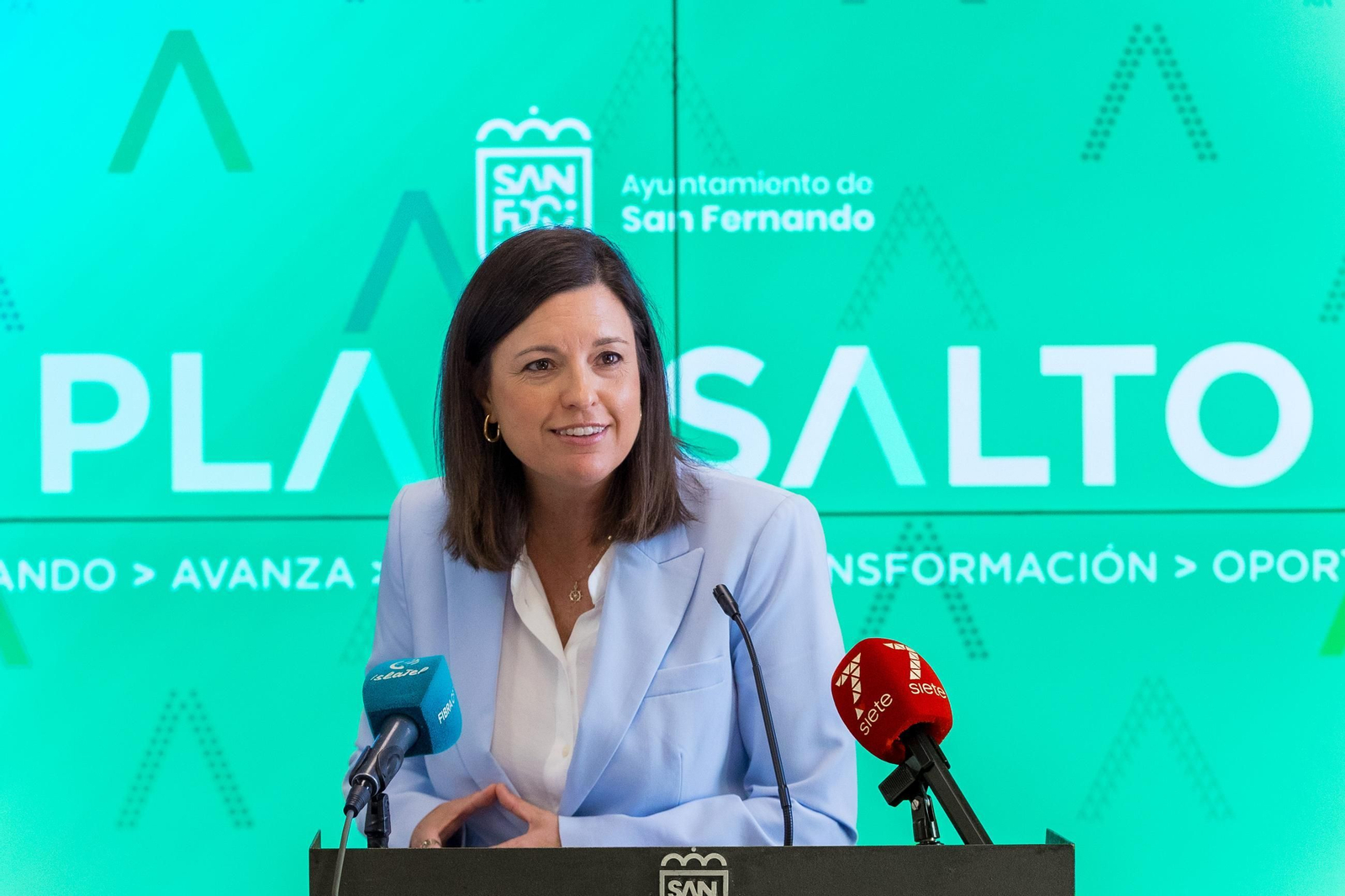 La alcaldesa de San Fernando, Patricia Cavada, durante la presentación del Plan Salto