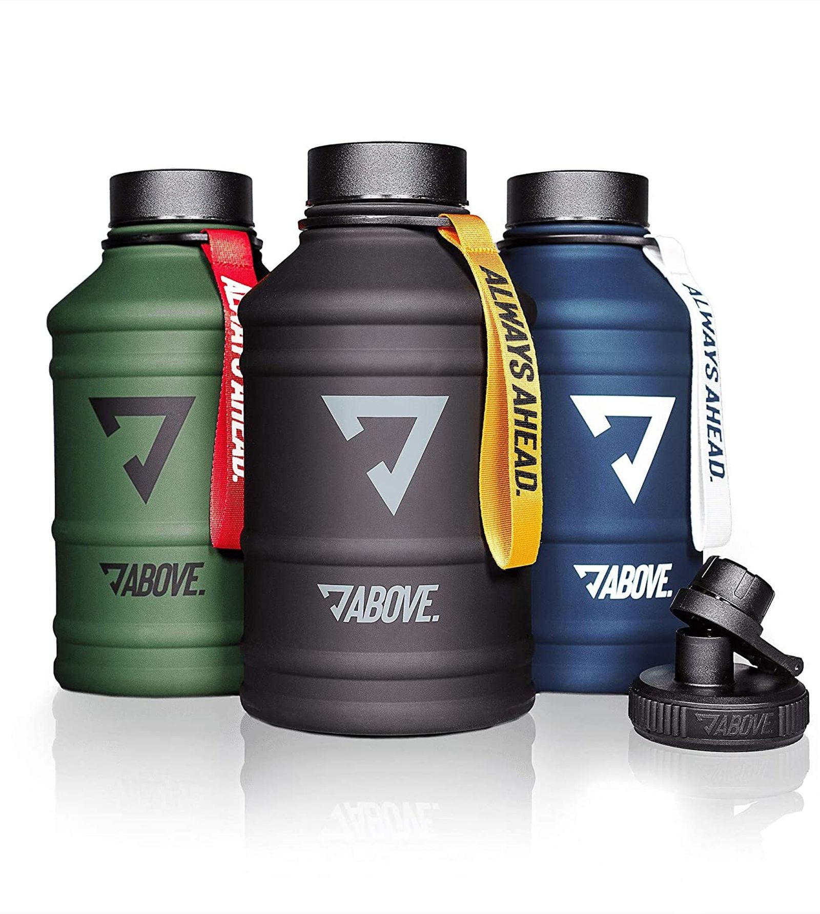 ABOVE Botella de acero inoxidable