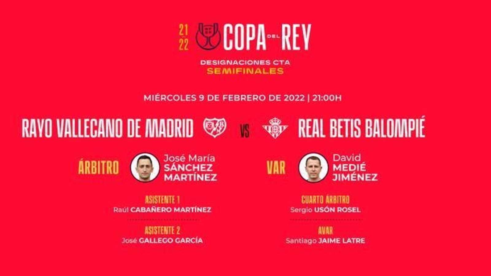 Árbitros para el Rayo-Betis.