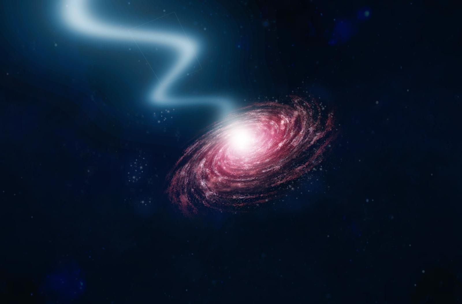 Representación artística del chorro de la galaxia activa OJ 287