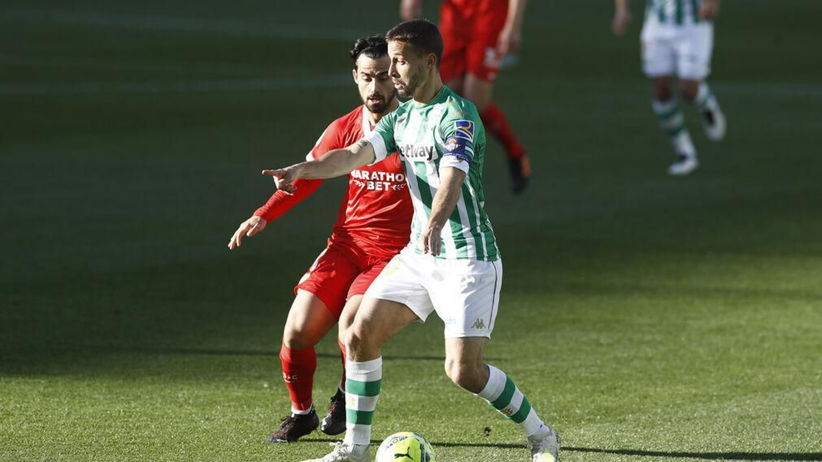 Suso con Canales, en el Betis-Sevilla del pasado 2 de enero (1-1), en el que hizo un gol.