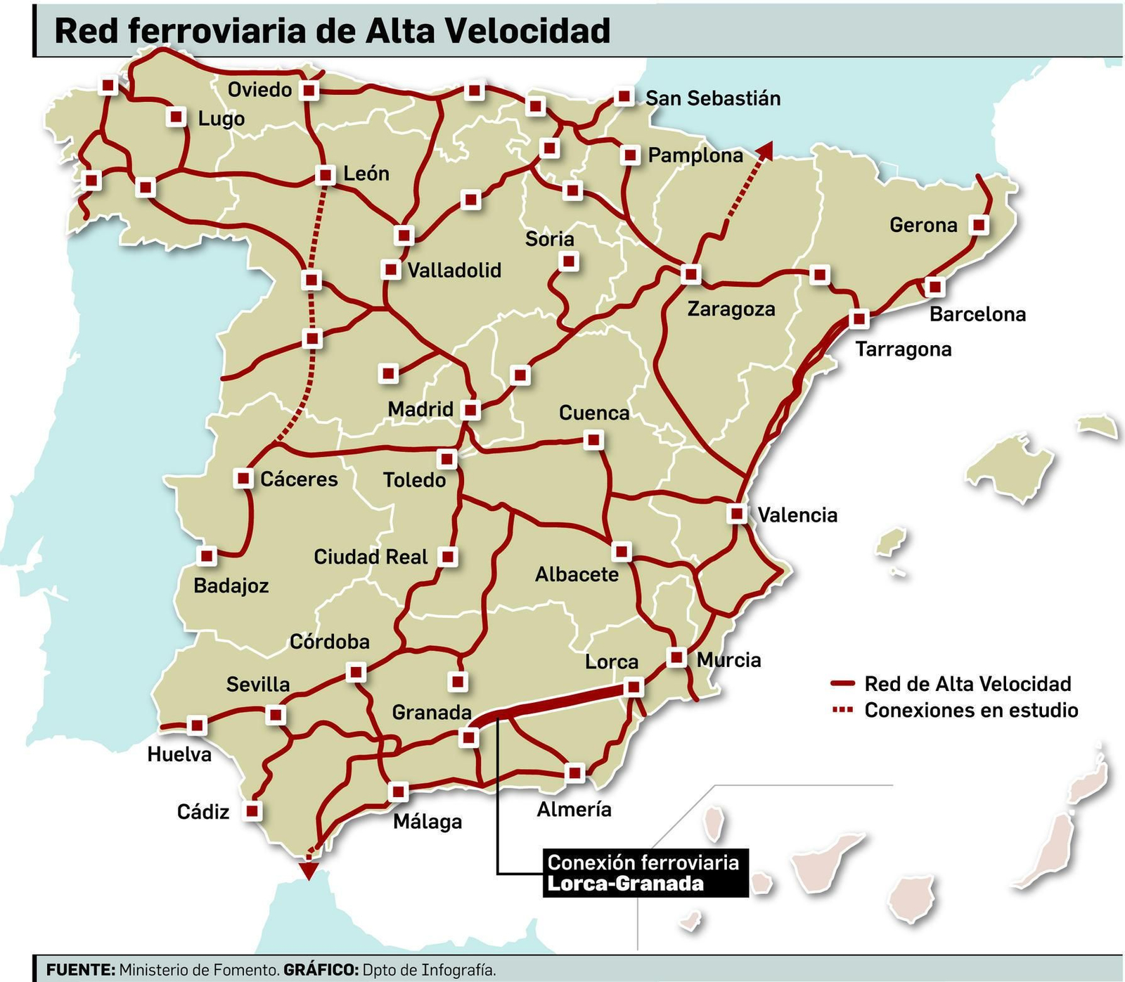 La futura línea entre Granada y Lorca movería 16 trenes diarios