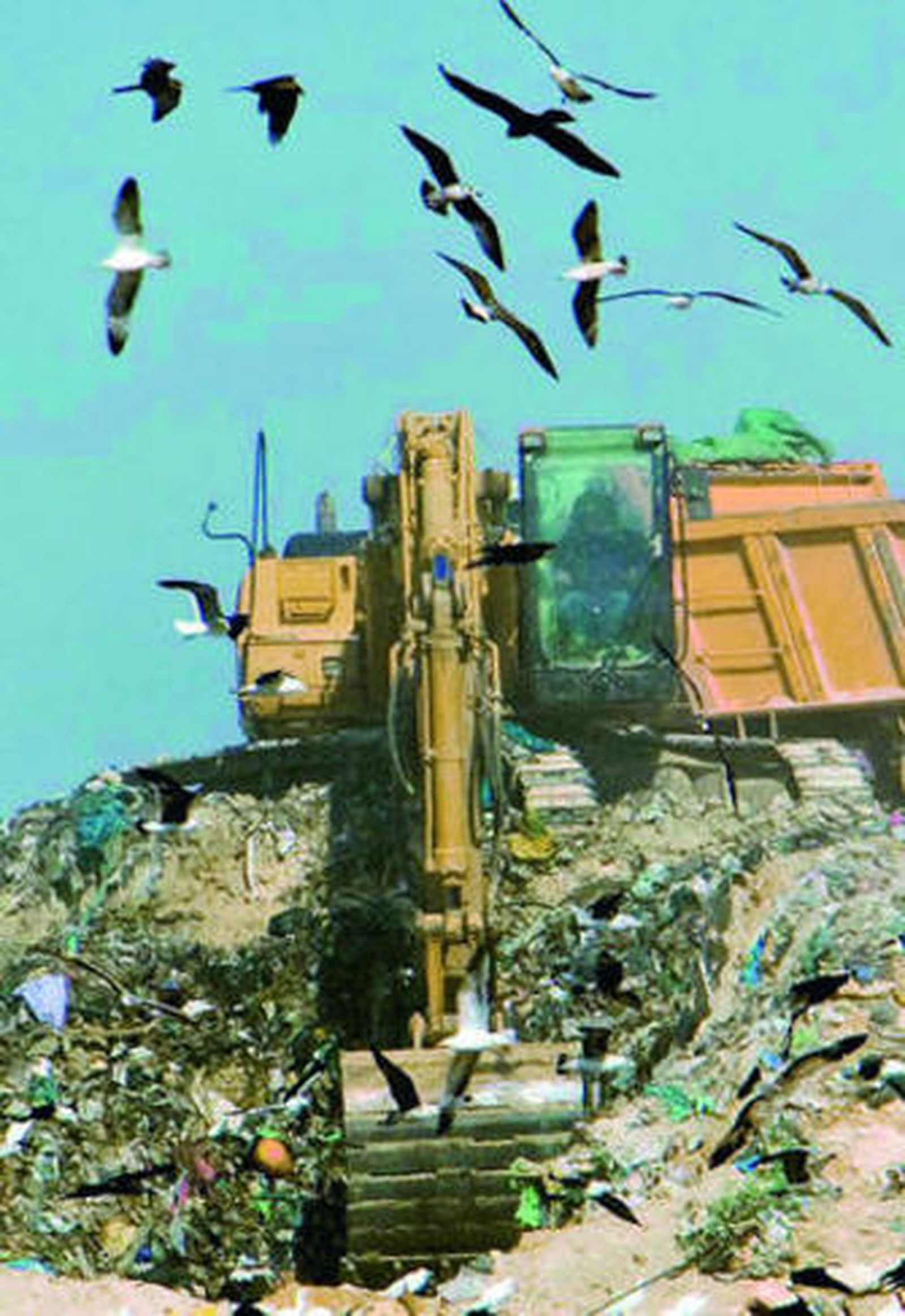 Una excavadora trabaja en el vertedero de Alcalá.