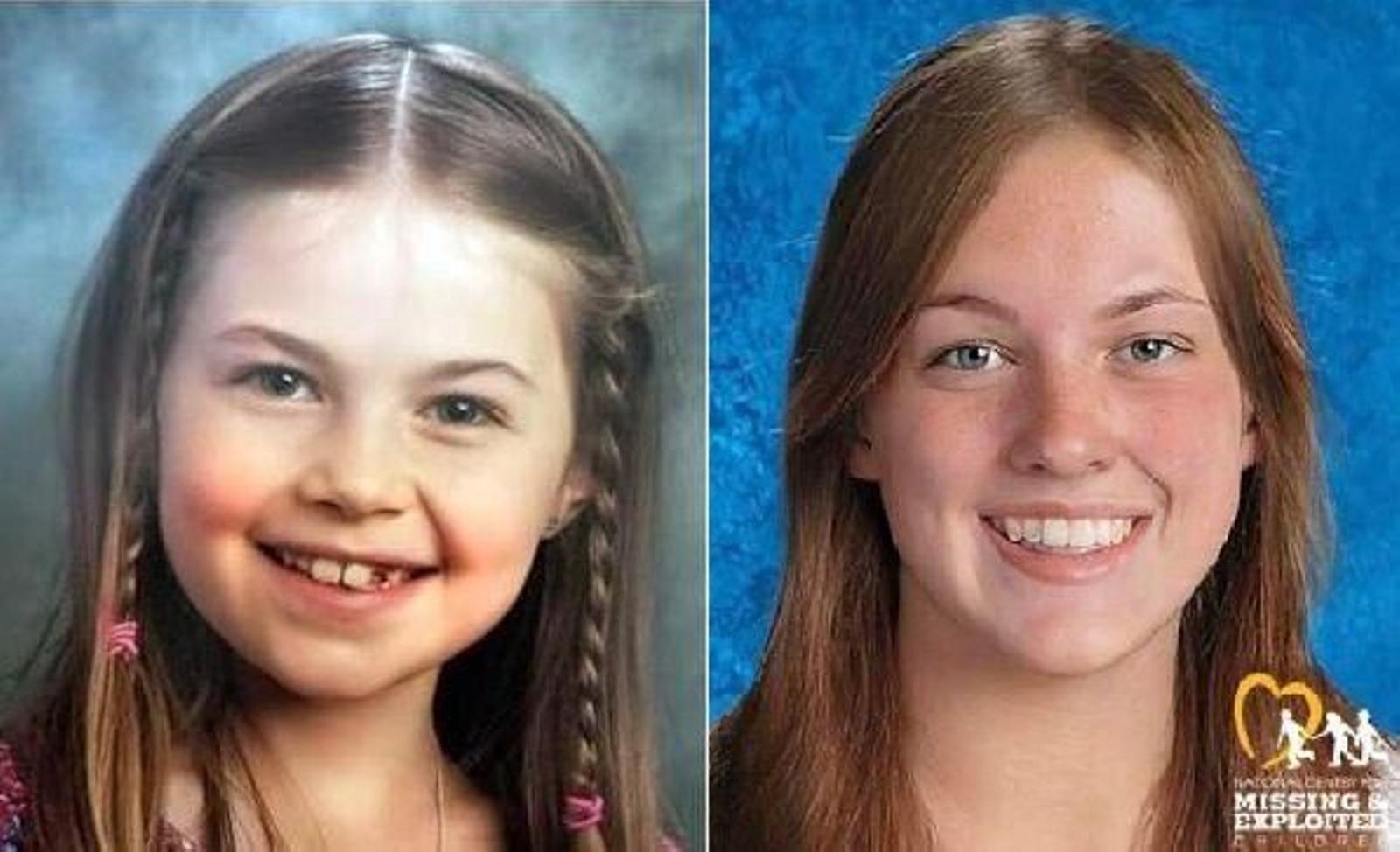 Imagen de la niña desaparecida y del retrato robot de su posible aspecto con 15 años