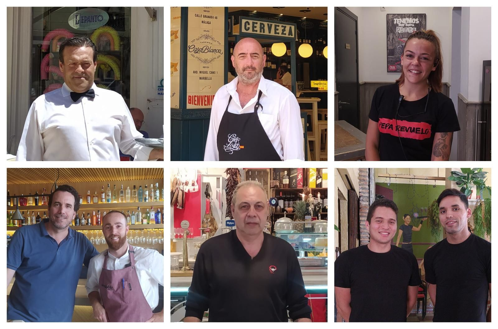 Camareros, dueños y encargados de diferentes restaurantes y cafeterías de Málaga