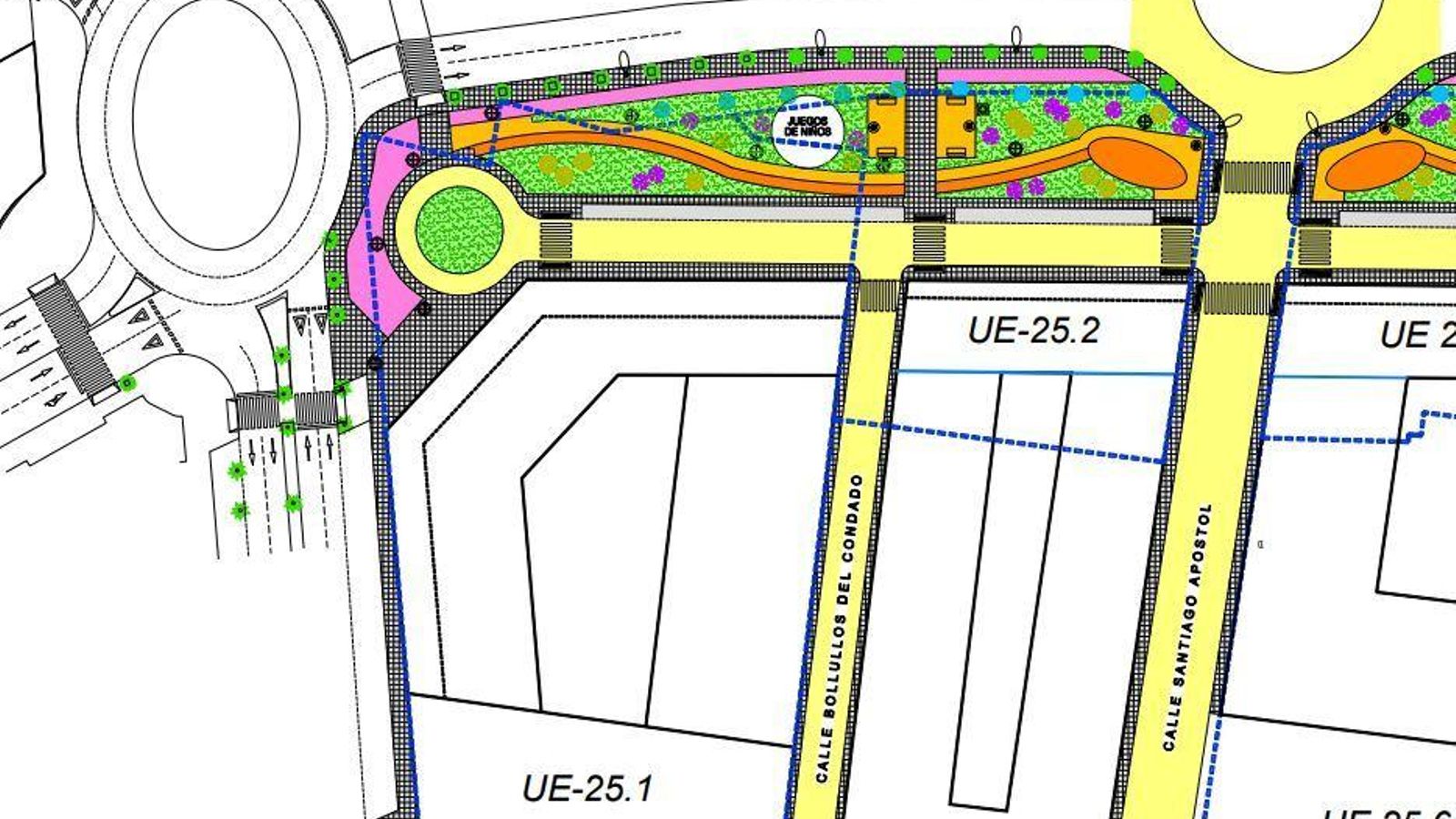 Plano  con la Unidad de Ejecución 25.1 del Molino, afectada por los derribos, recogida en las Ordenanzas  de esta unidad.