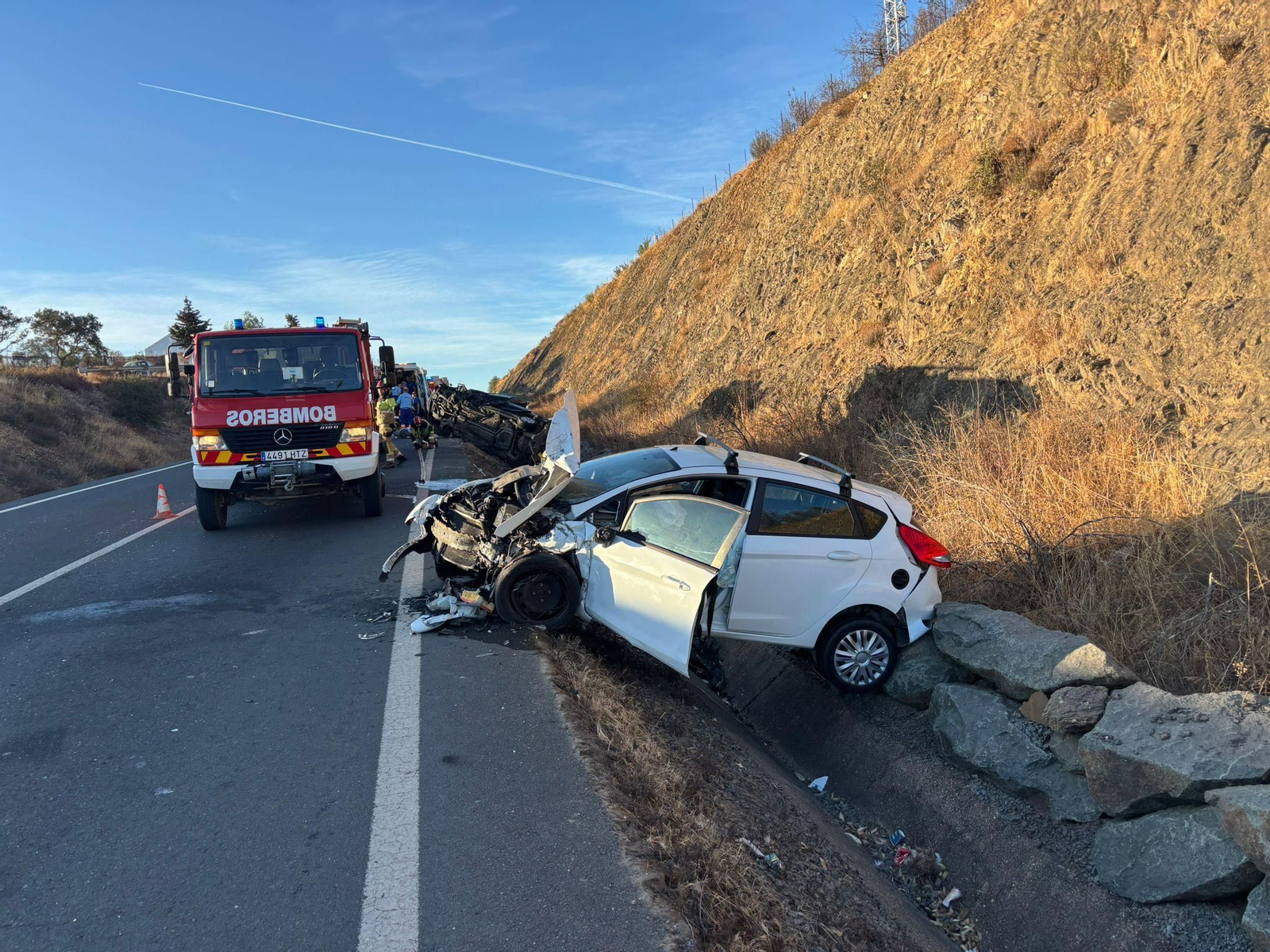 Los vehículos accidentados este miércoles.