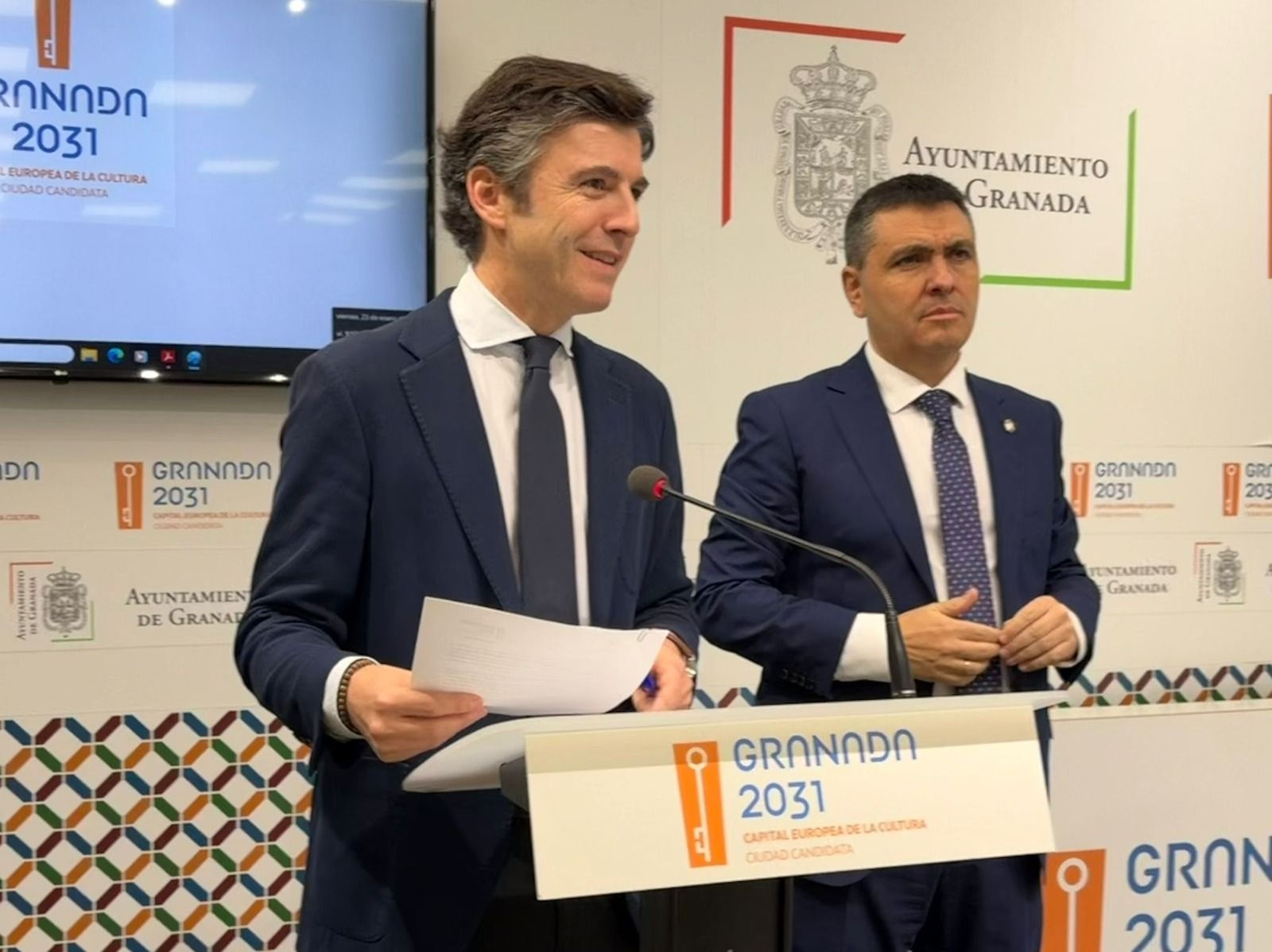 Saavedra e Iglesias, en rueda de prensa tras la Junta de Gobierno Local.