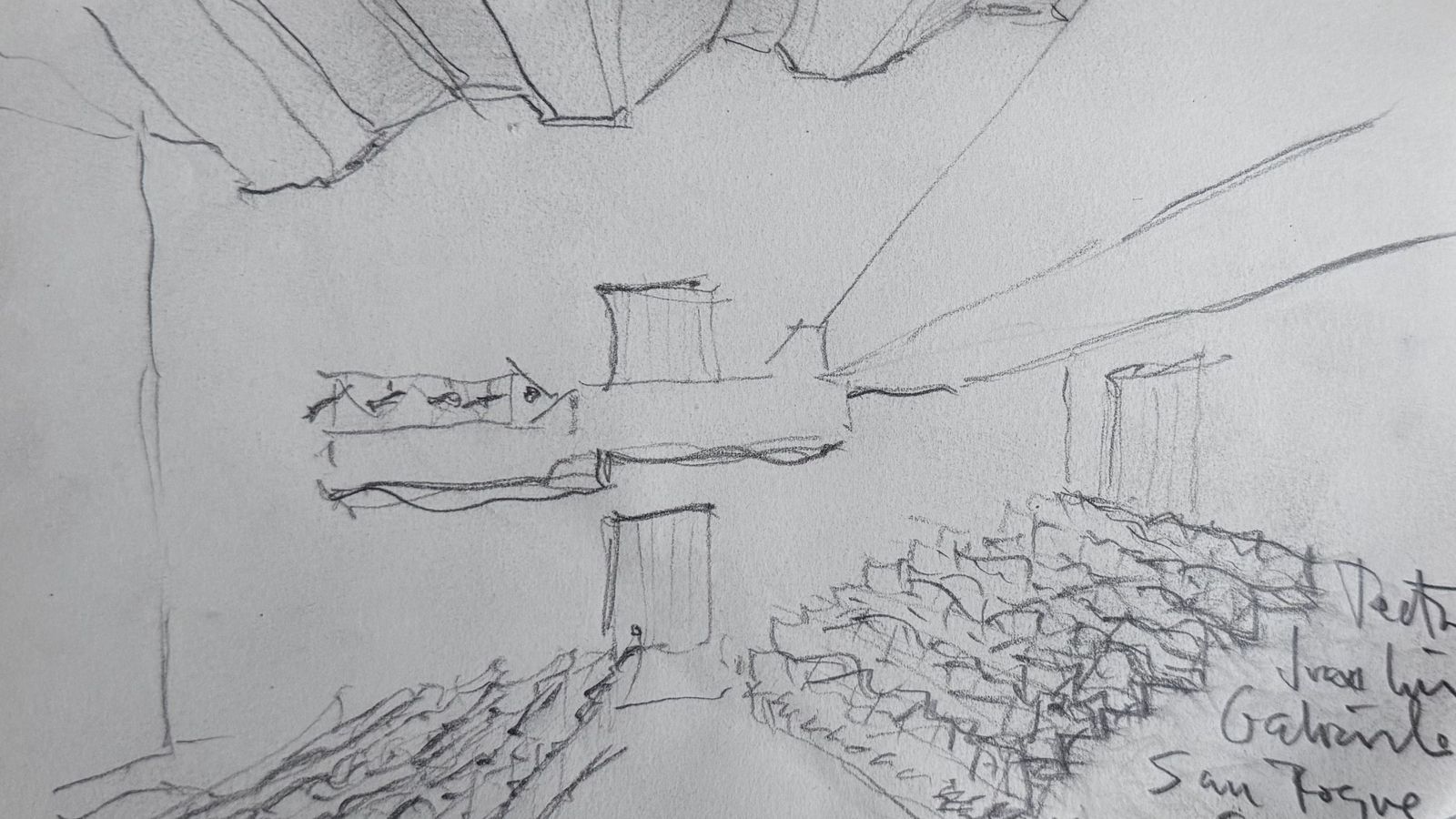 Un boceto del interior del Teatro Juan Luis Galiardo de San Roque.