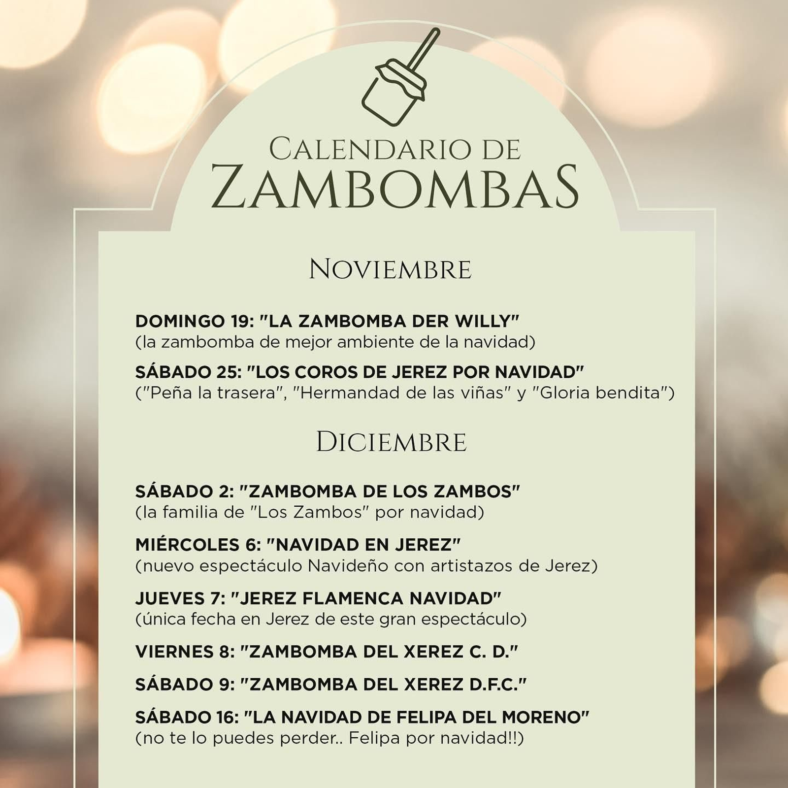 Calendario de Zambombas de Bambú.