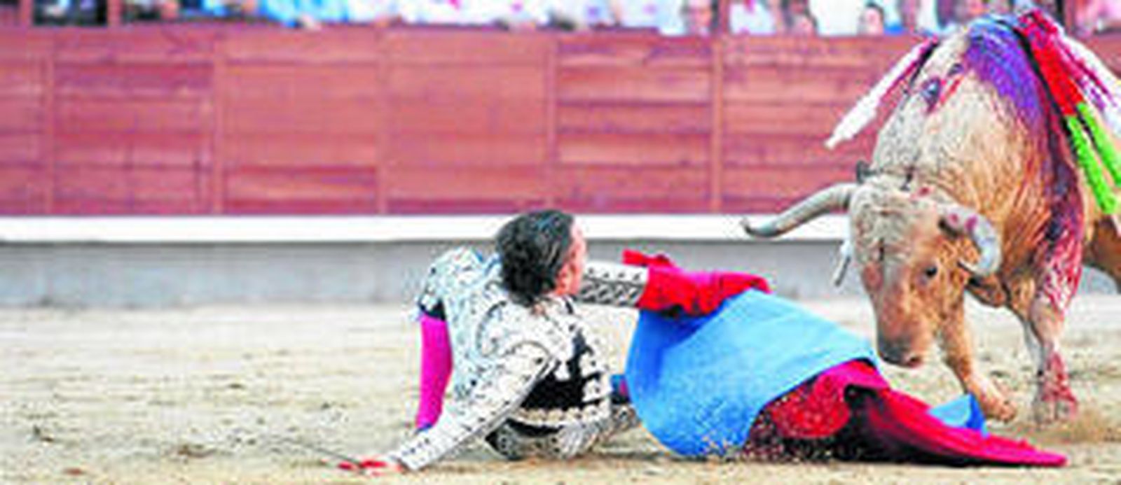 Un toro taladra el cuello a Aparicio