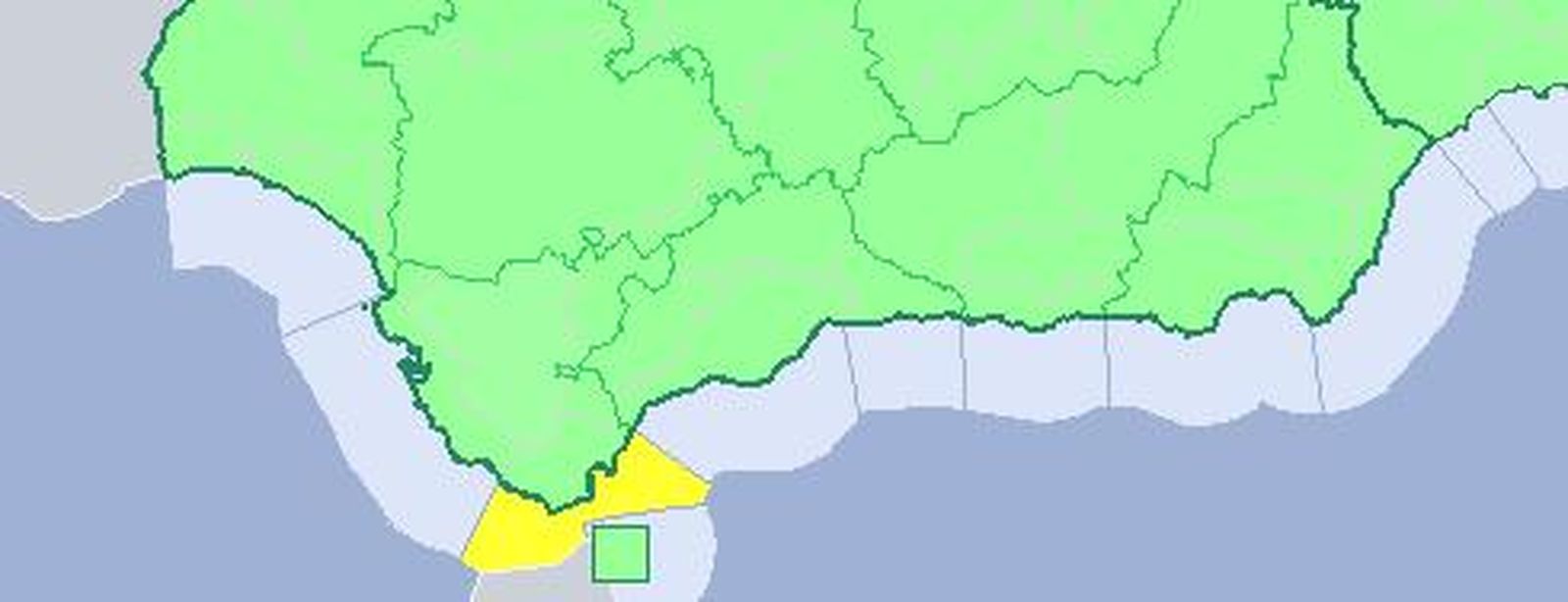 Rrepresentación gráfica de la alerta amarilla que afecta hoy al Estrecho.