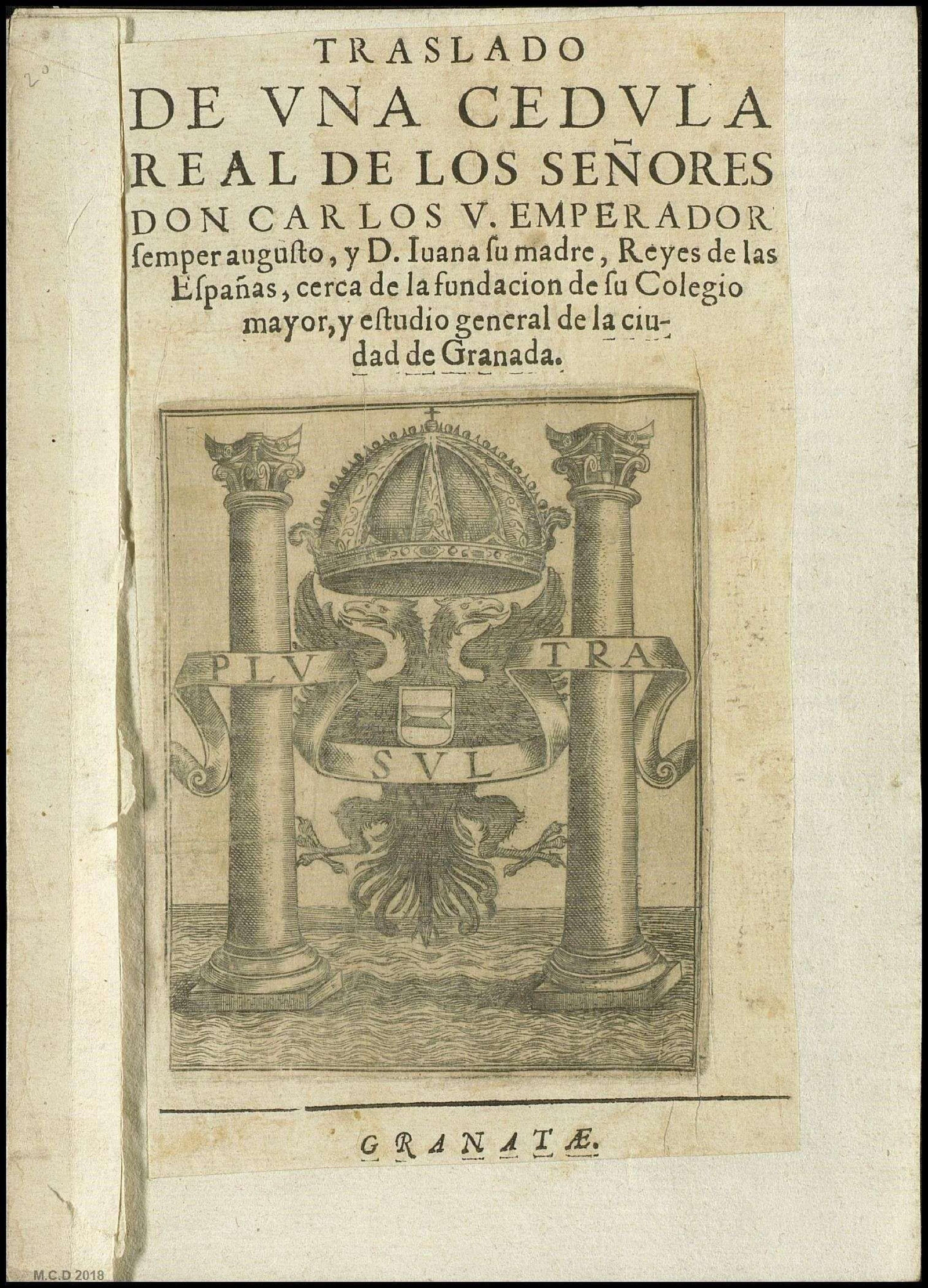 Cédula Real dictada por  Carlos V 1526.