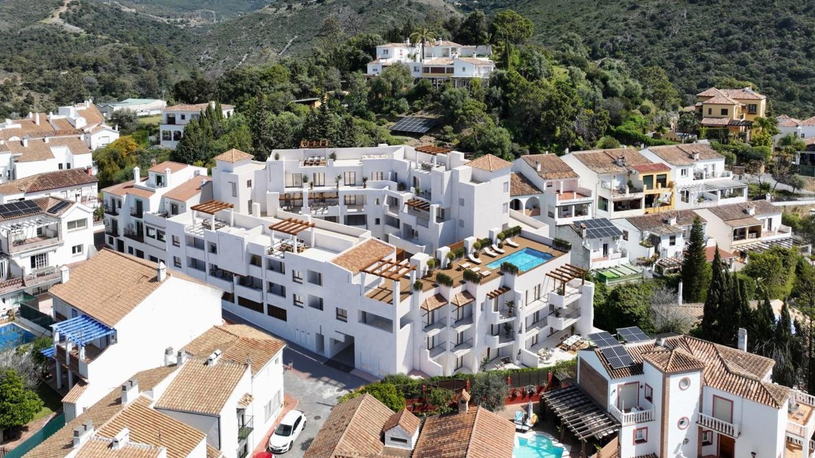 Recreación del residencial Fuente Lirios de Taylor Wimpey en Benahavís.