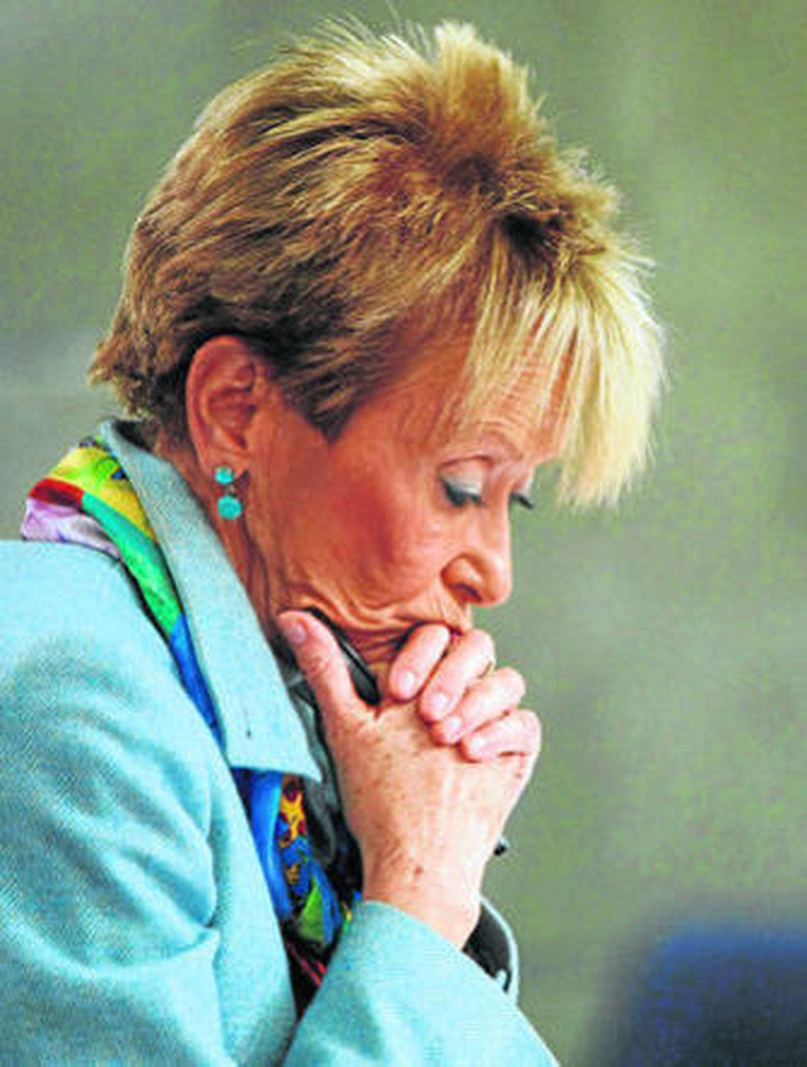 La vicepresidenta De la Vega, ayer en rueda de prensa en La Moncloa.