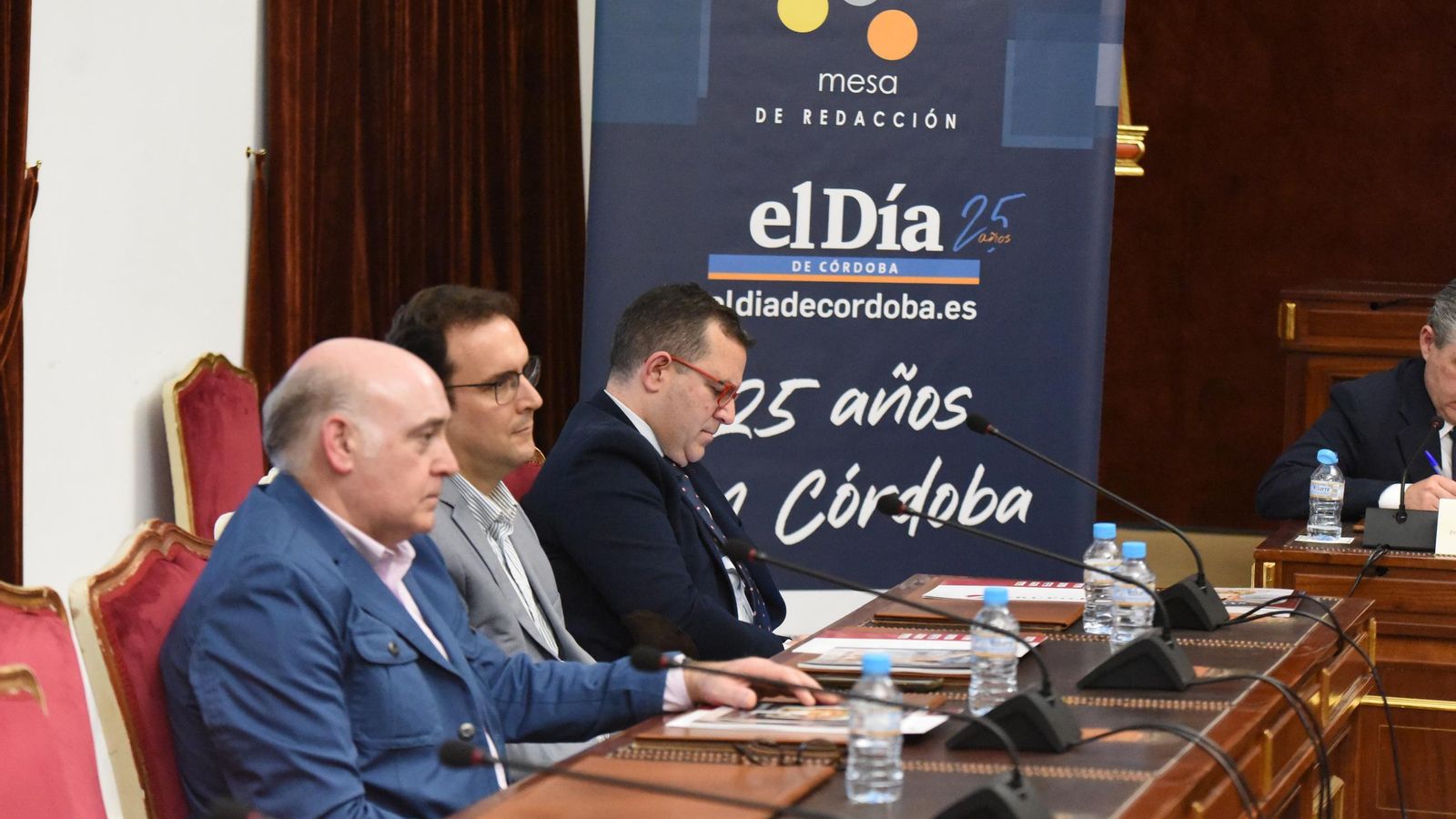 Los presidentes de las Agrupaciones de Puente Genil, Aguilar y Montilla, durrante el Encuentro Cofrade de la Provincia.