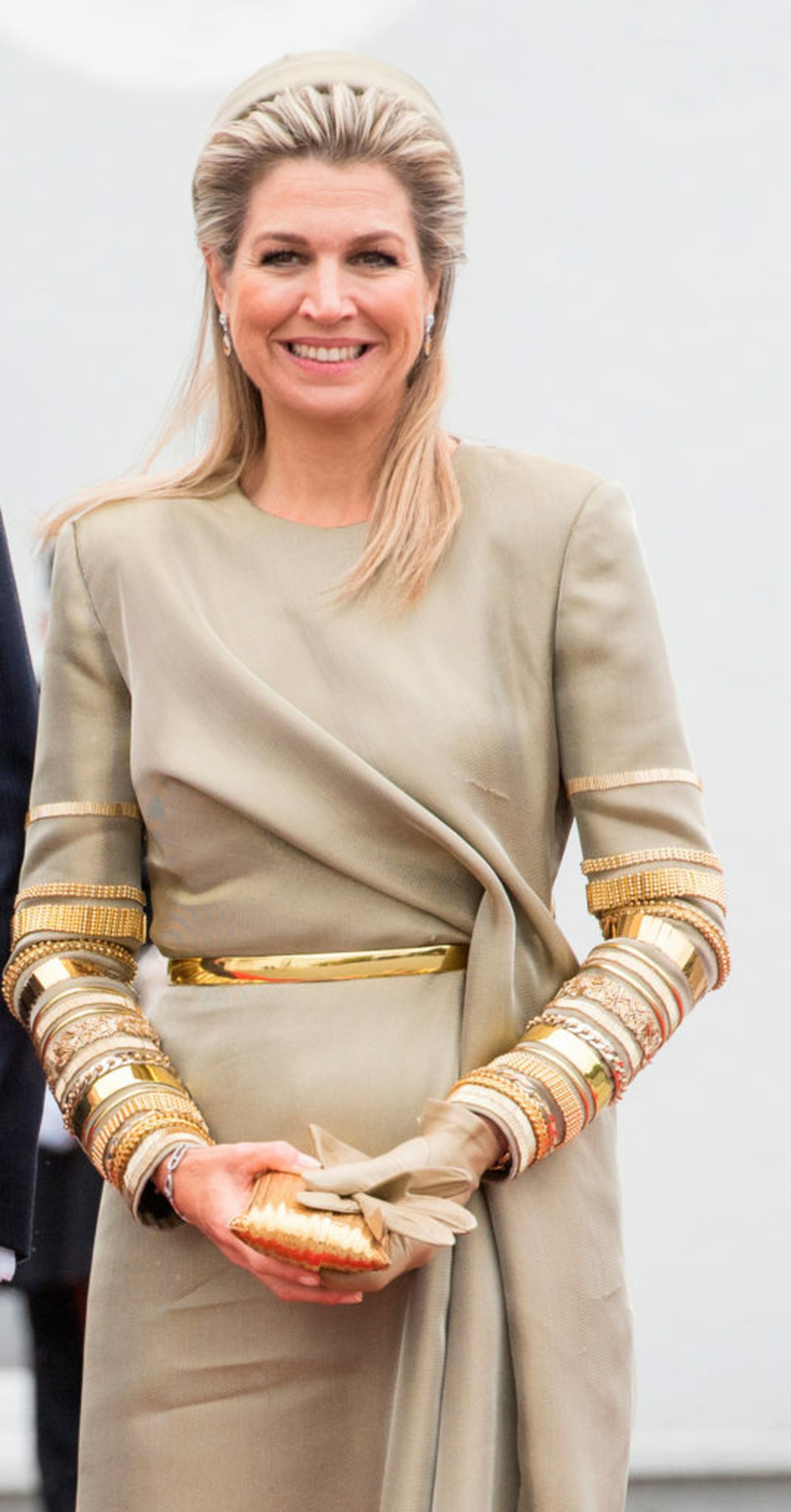 Detalles de las mangas-joya del vestido de Máxima de Holanda.