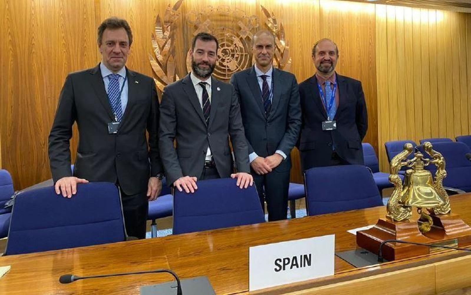 Julio Fuentes, subdirector general de Normativa Marítima y Cooperación Internacional; Benito Núñez, director general de la Marina Mercante; Víctor Jiménez, consejero de transportes en la embajada de España en Londres y Andrés Galván, agregado marítimo.
