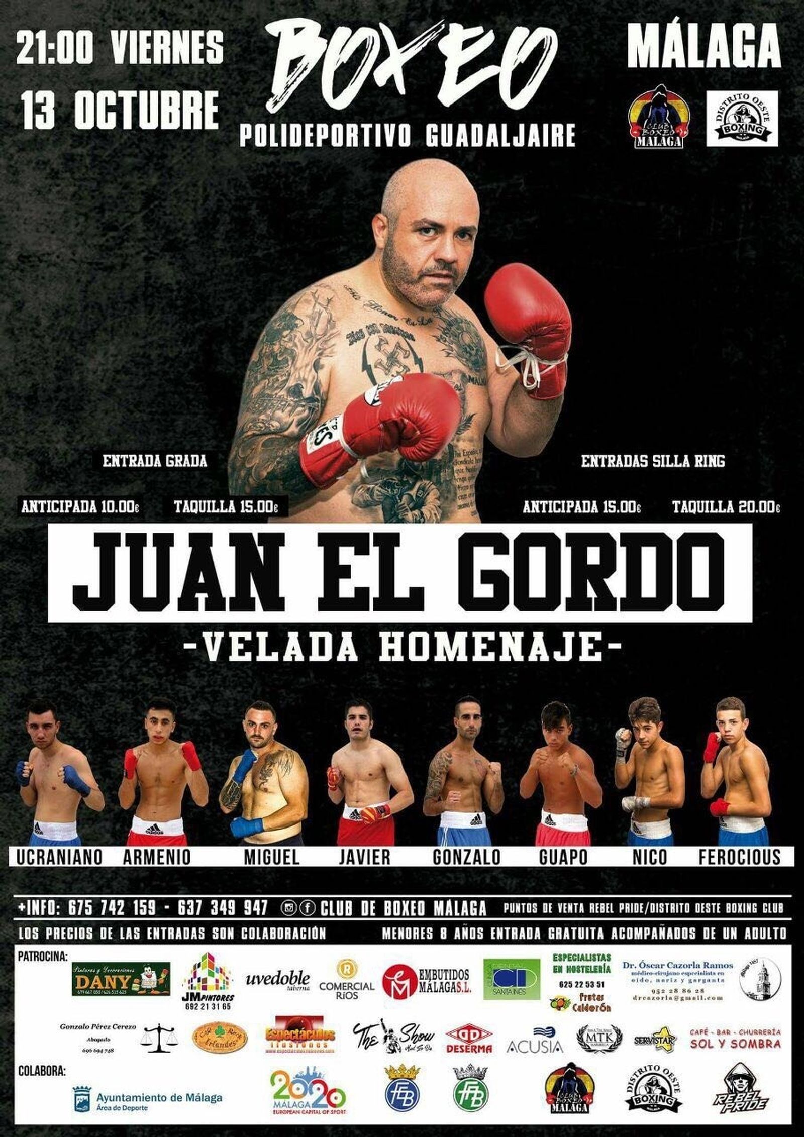 Parte del cartel de la gala de boxeo.